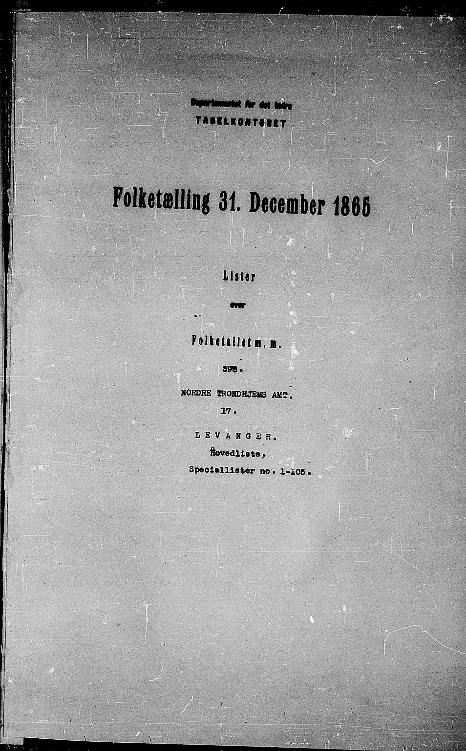 RA, 1865 census for Levanger/Levanger, 1865, p. 2