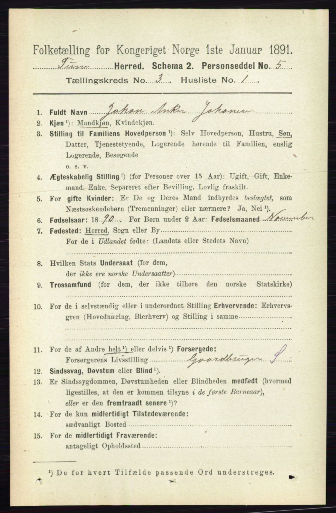 RA, 1891 census for 0130 Tune, 1891, p. 1489