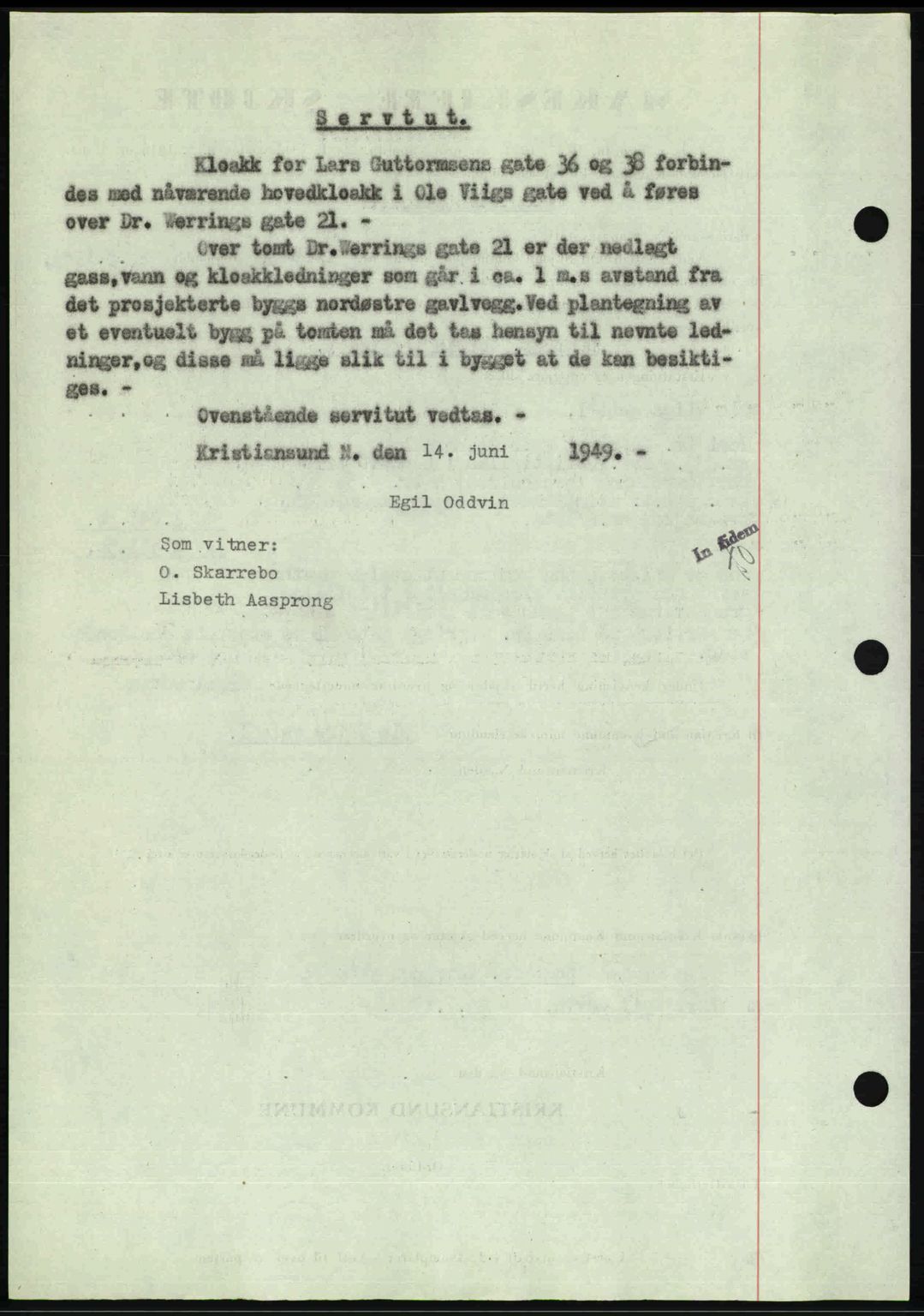 Kristiansund byfogd, AV/SAT-A-4587/A/27: Mortgage book no. 46, 1949-1950, Diary no: : 986/1949