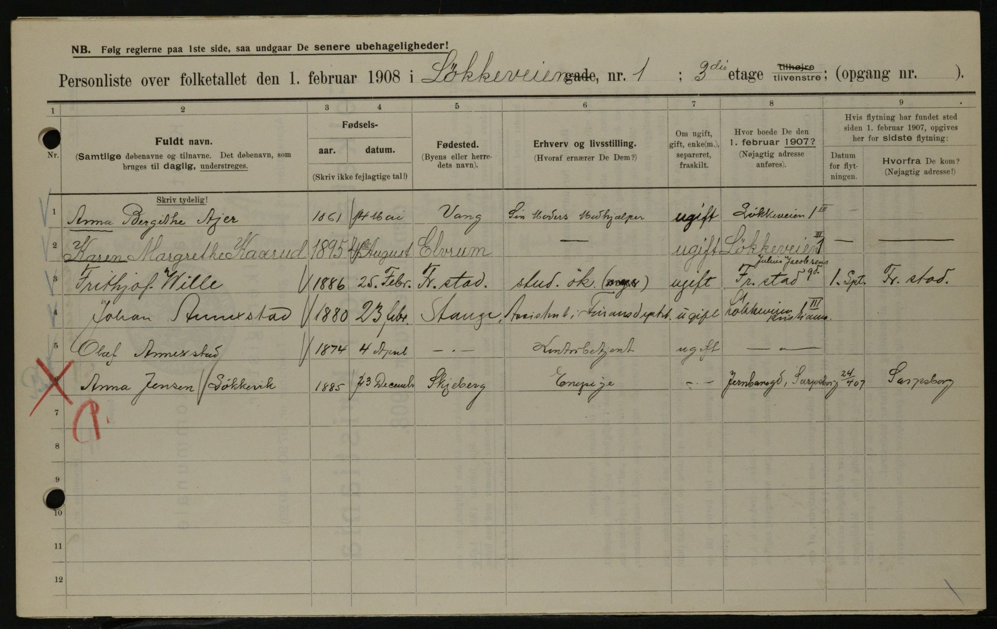 OBA, Municipal Census 1908 for Kristiania, 1908, p. 52501