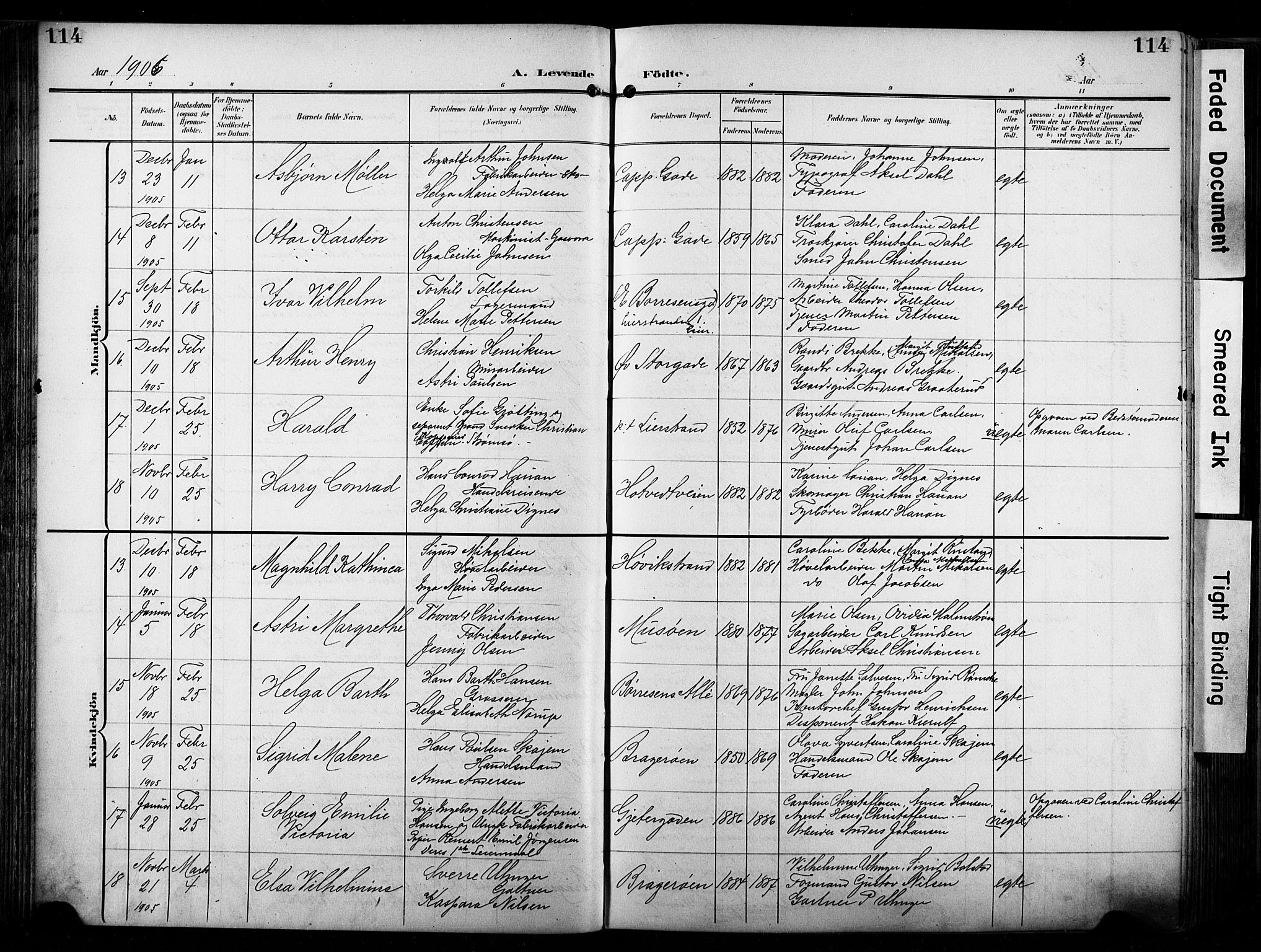 Bragernes kirkebøker, AV/SAKO-A-6/F/Fb/L0009: Parish register (official) no. II 9, 1902-1911, p. 114