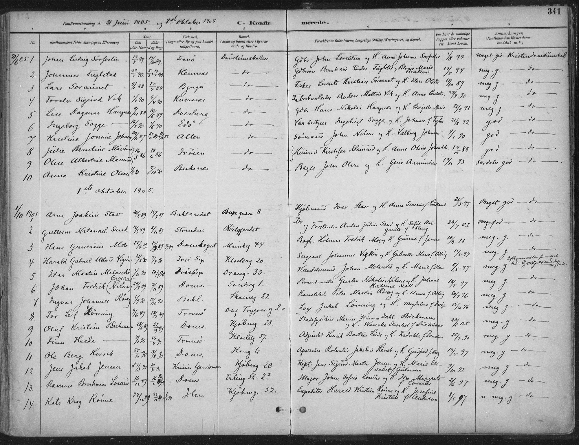 Ministerialprotokoller, klokkerbøker og fødselsregistre - Sør-Trøndelag, SAT/A-1456/601/L0062: Parish register (official) no. 601A30, 1891-1911, p. 341