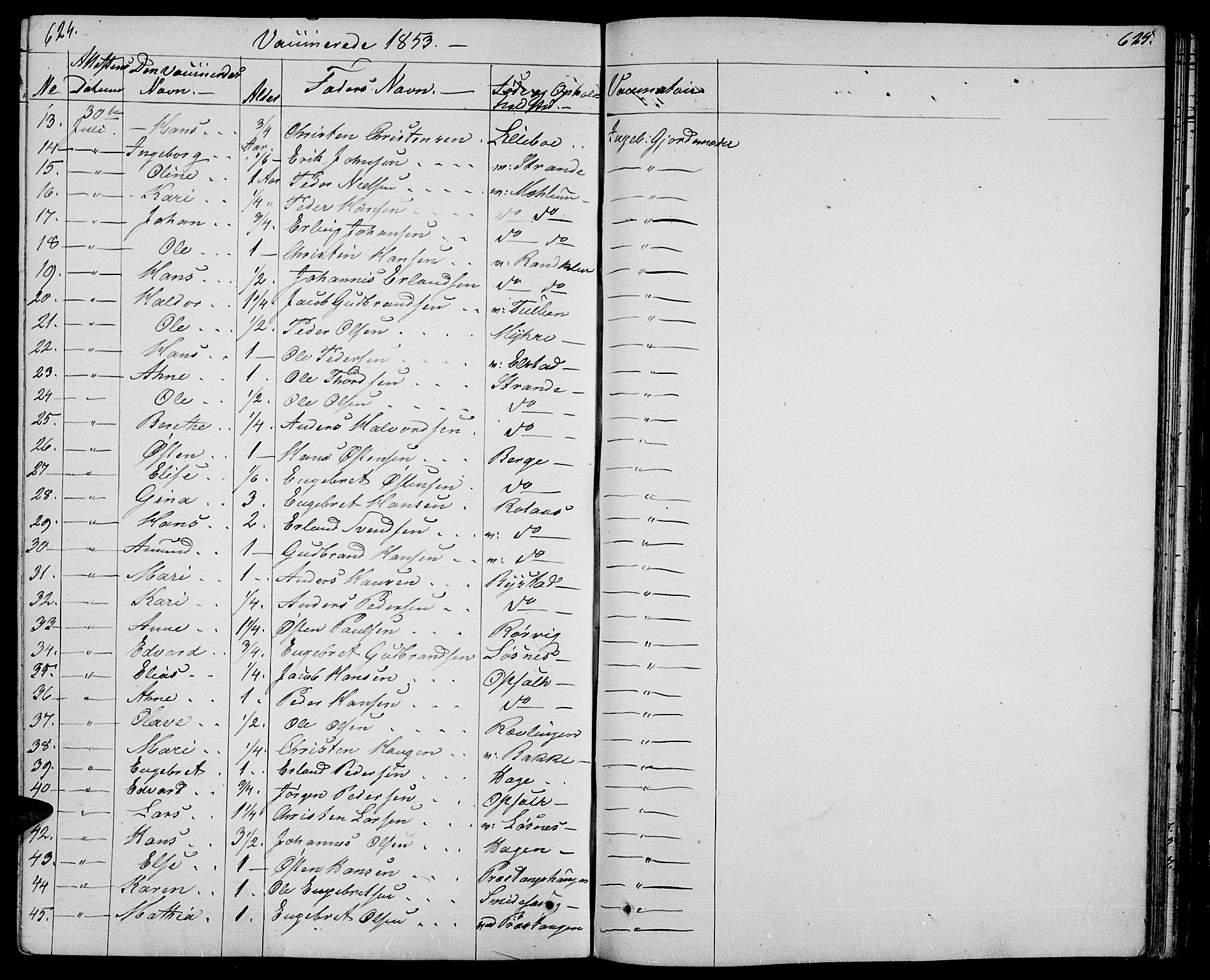 Ringebu prestekontor, SAH/PREST-082/H/Ha/Hab/L0002: Parish register (copy) no. 2, 1839-1853, p. 624-625