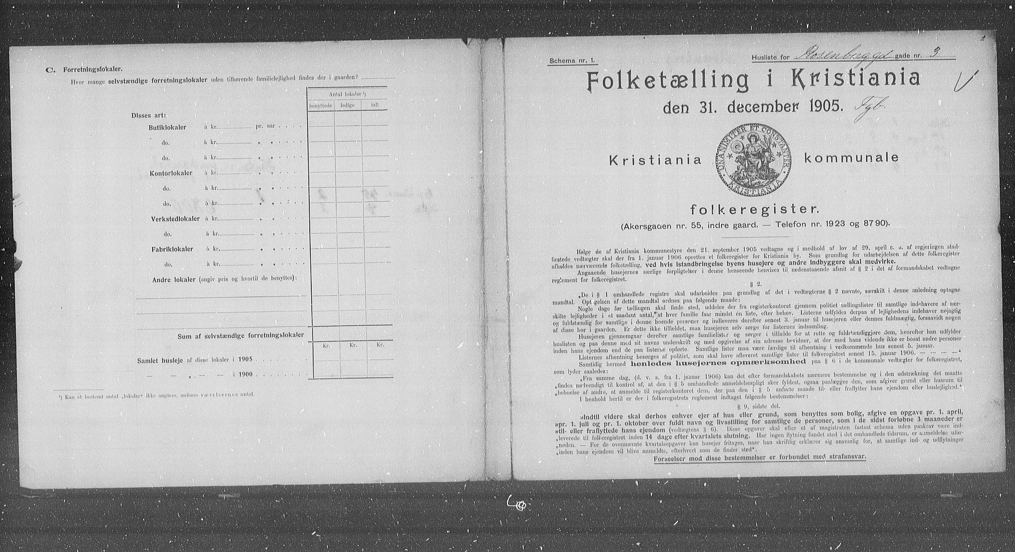 OBA, Municipal Census 1905 for Kristiania, 1905, p. 43916