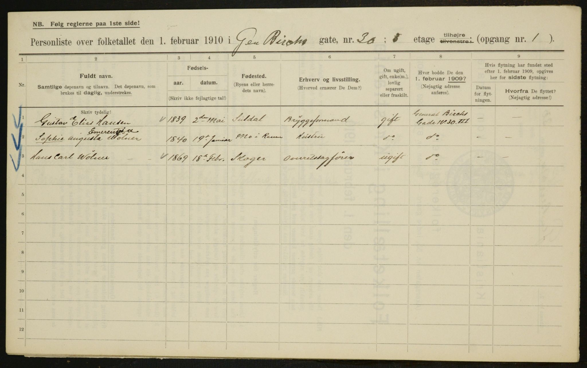 OBA, Municipal Census 1910 for Kristiania, 1910, p. 27662