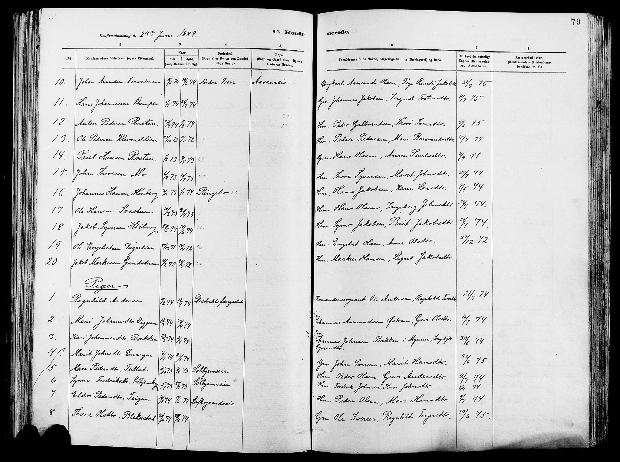 Vågå prestekontor, SAH/PREST-076/H/Ha/Haa/L0008: Parish register (official) no. 8, 1886-1904, p. 79