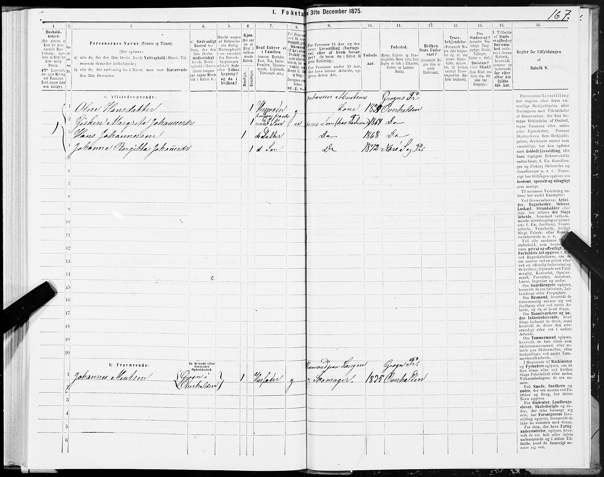 SAT, 1875 census for 1751P Nærøy, 1875, p. 1167