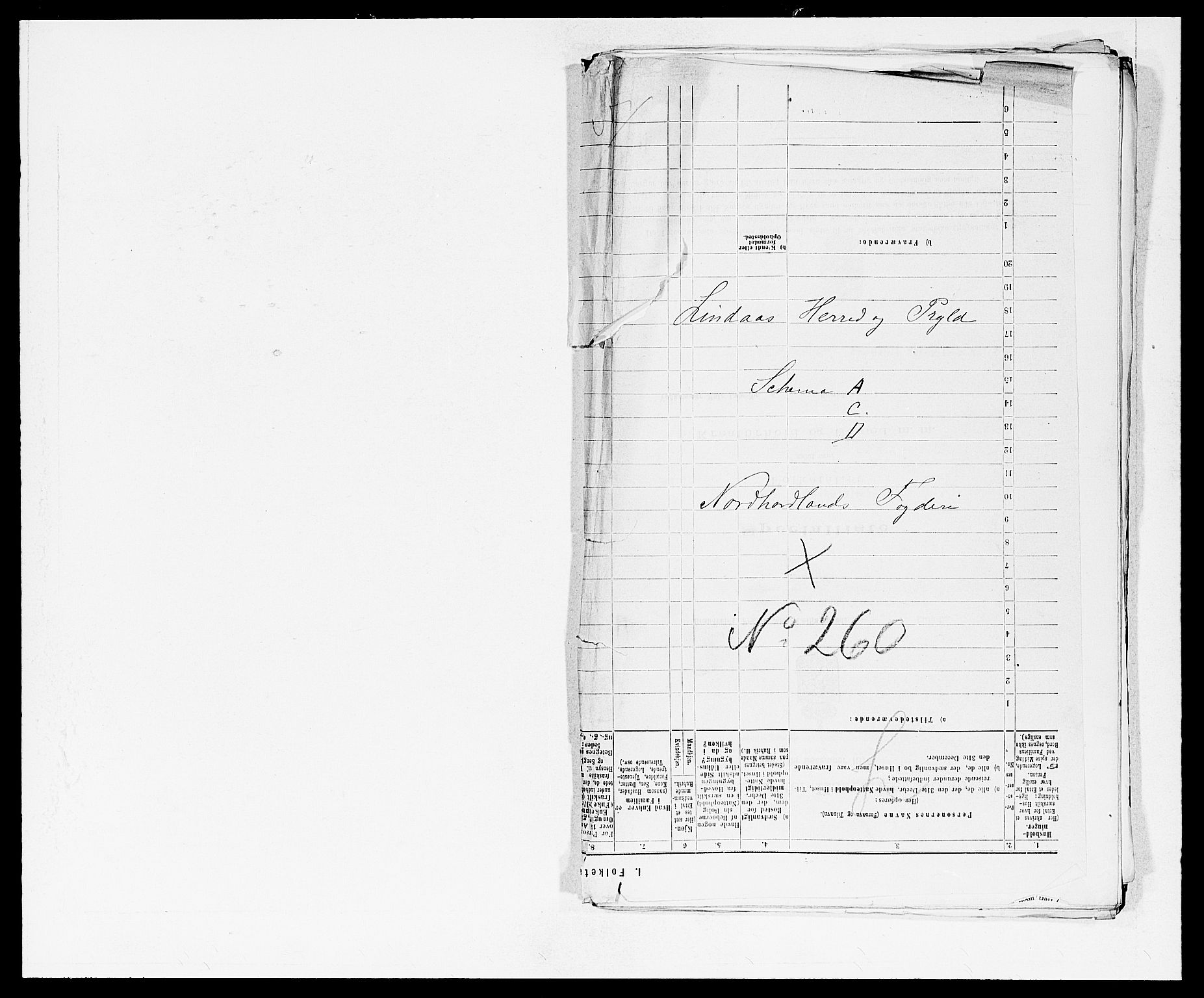 SAB, 1875 census for 1263P Lindås, 1875, p. 1