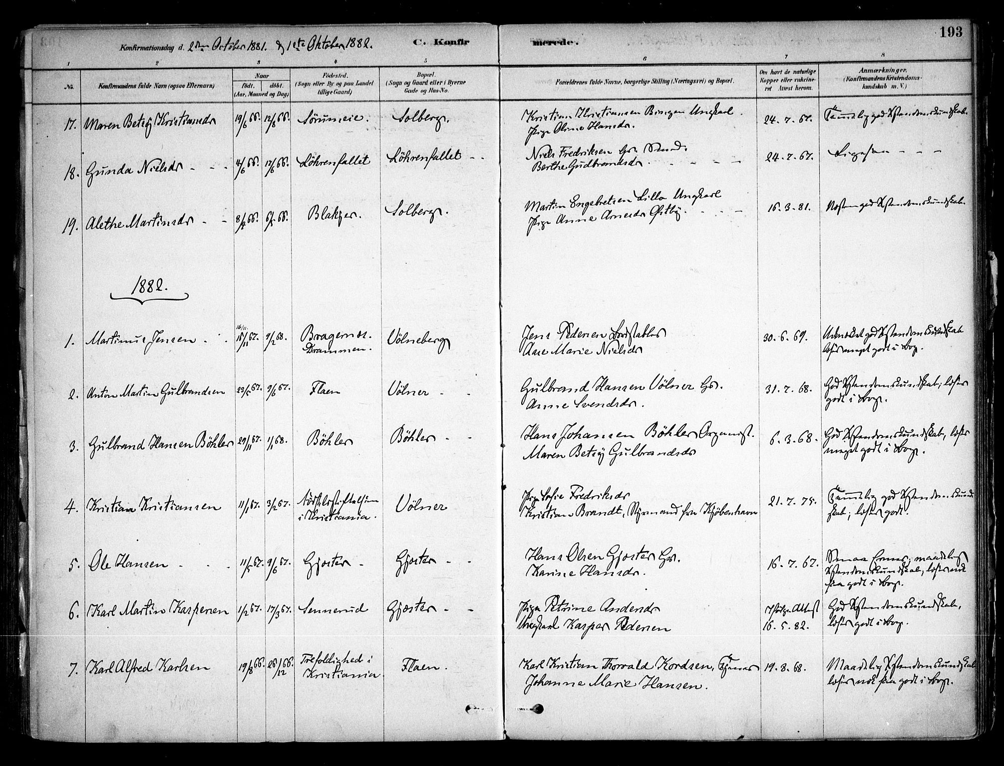 Sørum prestekontor Kirkebøker, AV/SAO-A-10303/F/Fa/L0007: Parish register (official) no. I 7, 1878-1914, p. 193