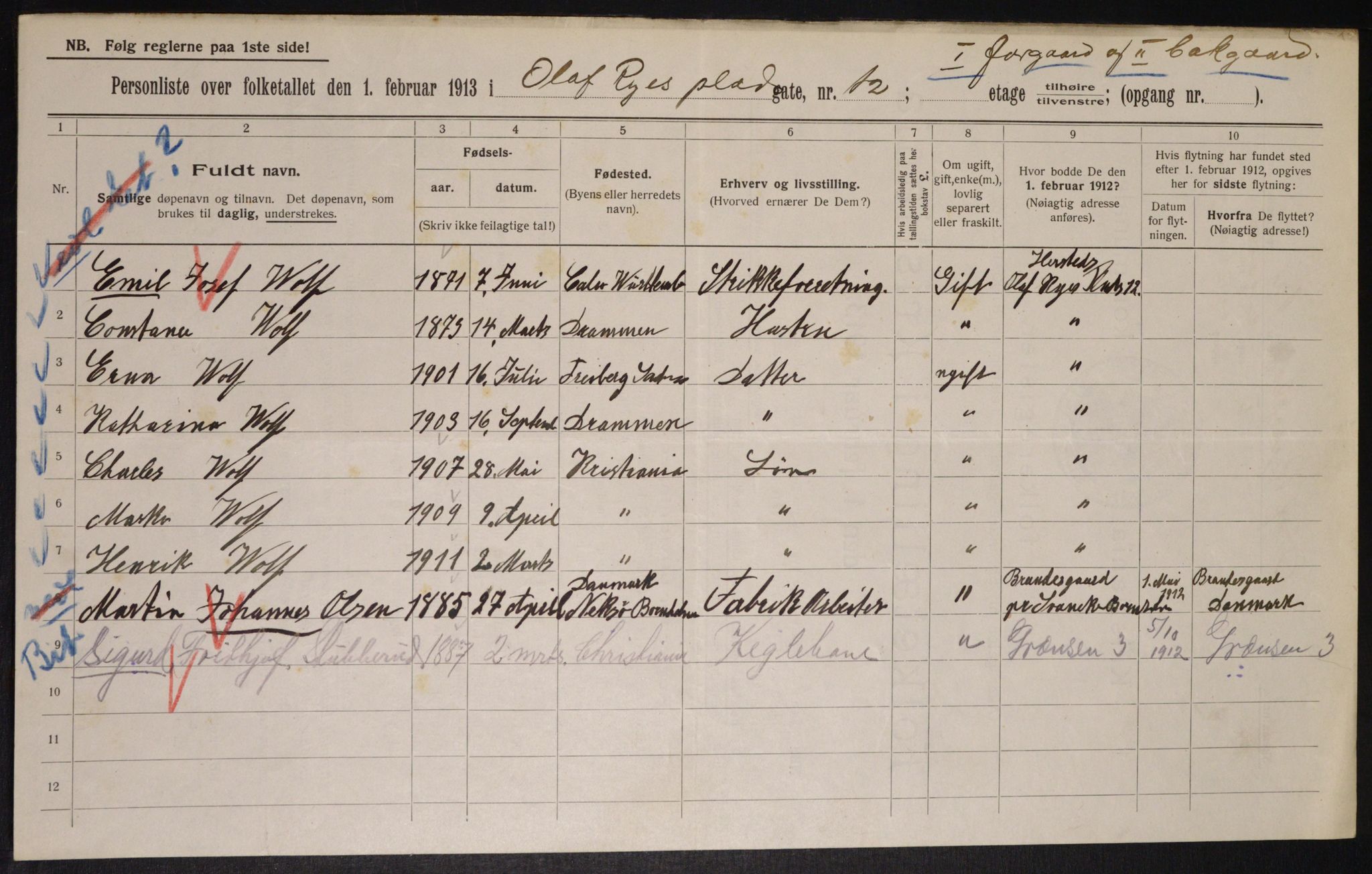 OBA, Municipal Census 1913 for Kristiania, 1913, p. 75491