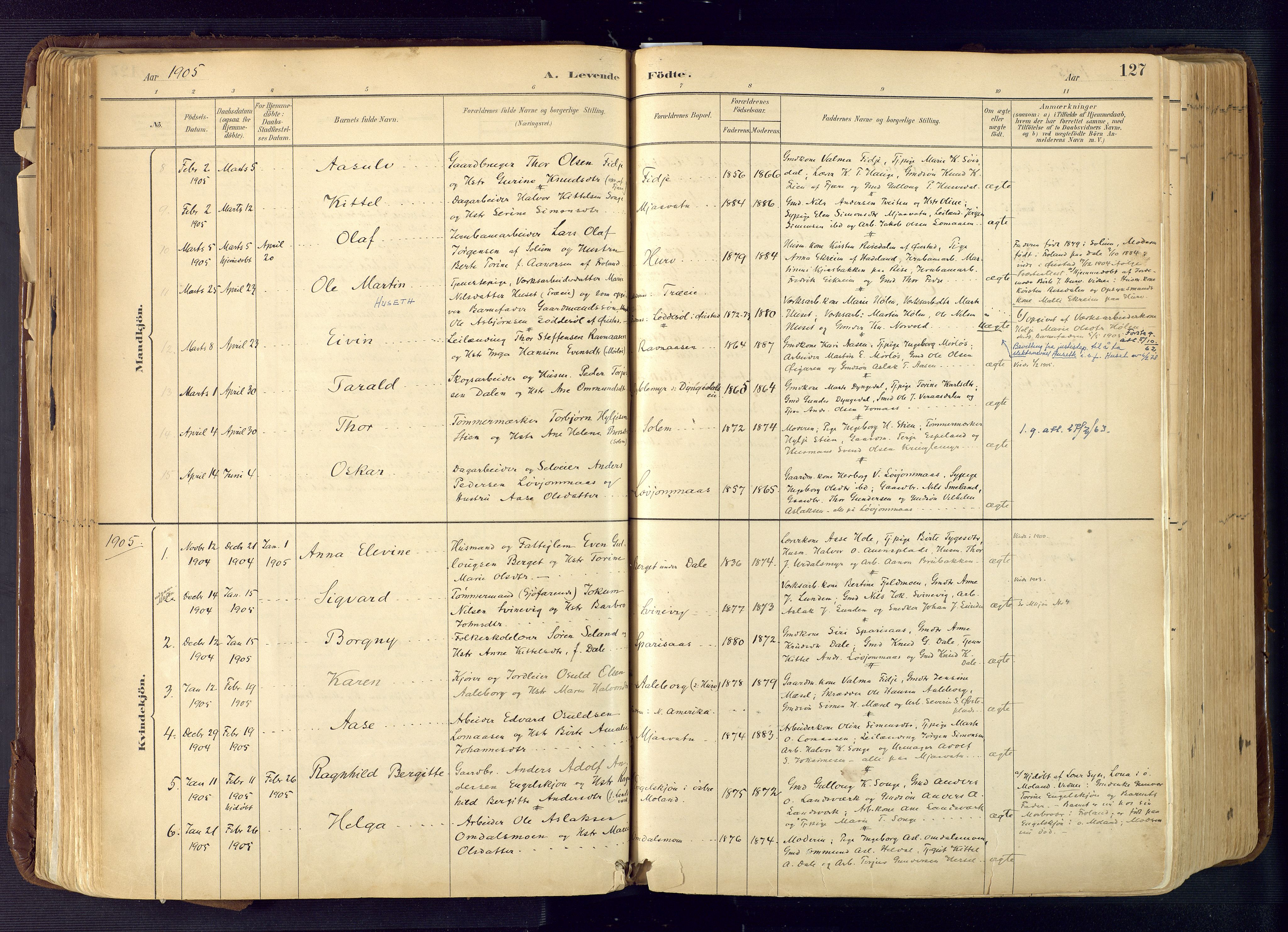 Froland sokneprestkontor, SAK/1111-0013/F/Fa/L0005: Parish register (official) no. A 5, 1882-1921, p. 127