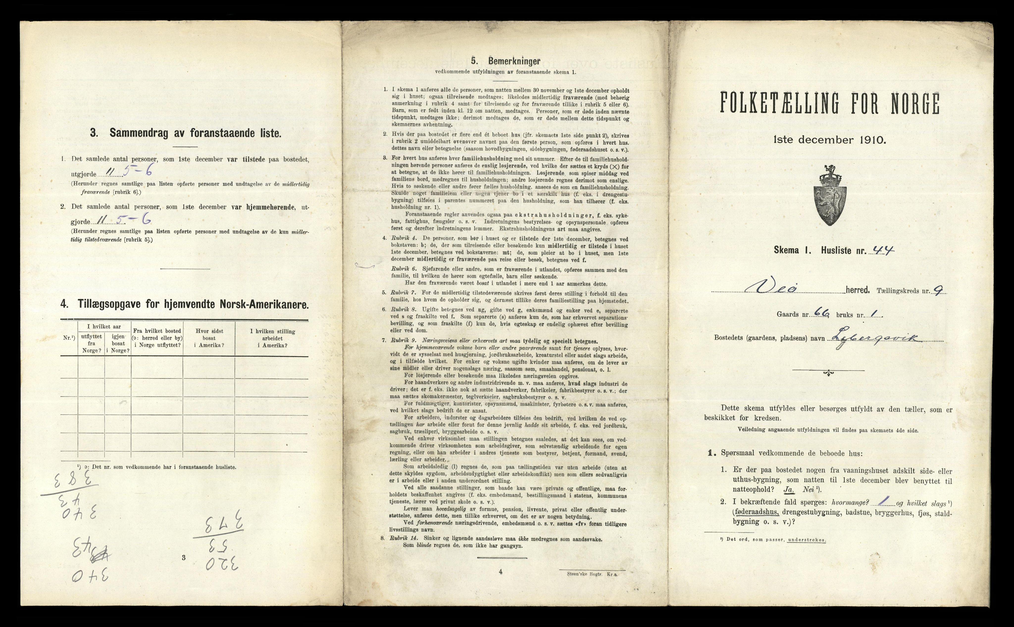 RA, 1910 census for Veøy, 1910, p. 700