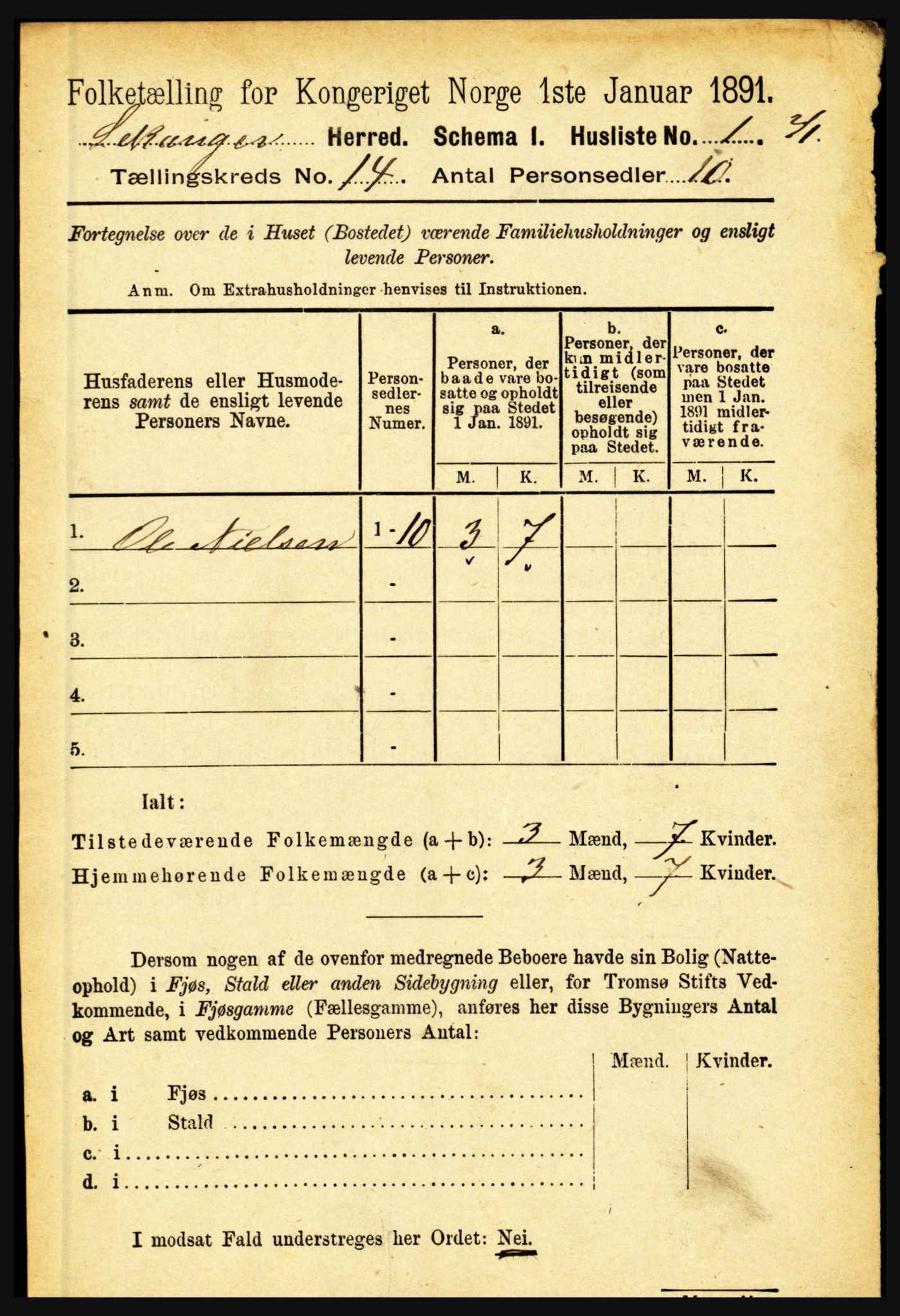 RA, 1891 census for 1419 Leikanger, 1891, p. 2692