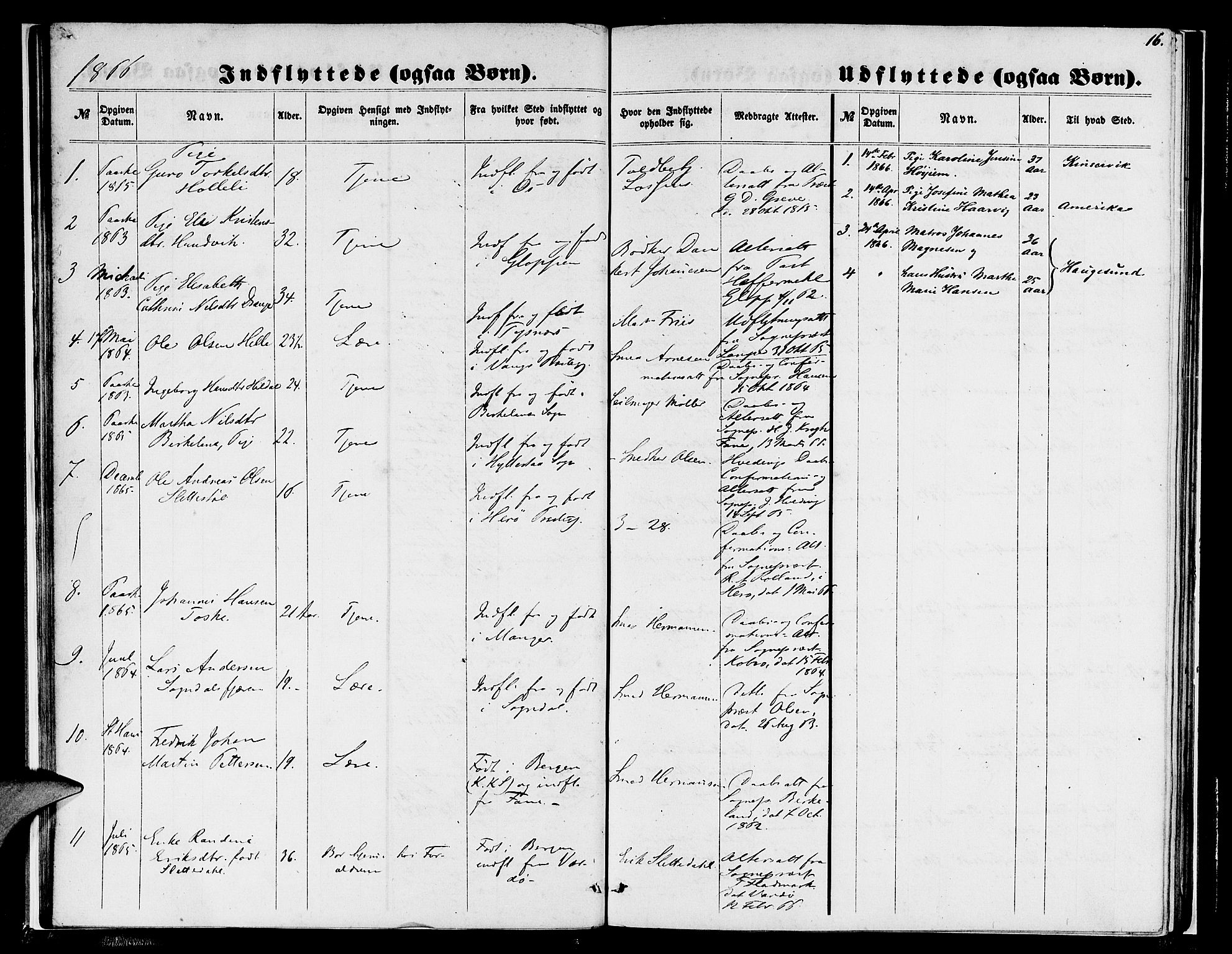 Nykirken Sokneprestembete, SAB/A-77101/H/Hab: Parish register (copy) no. F 2, 1859-1886, p. 16