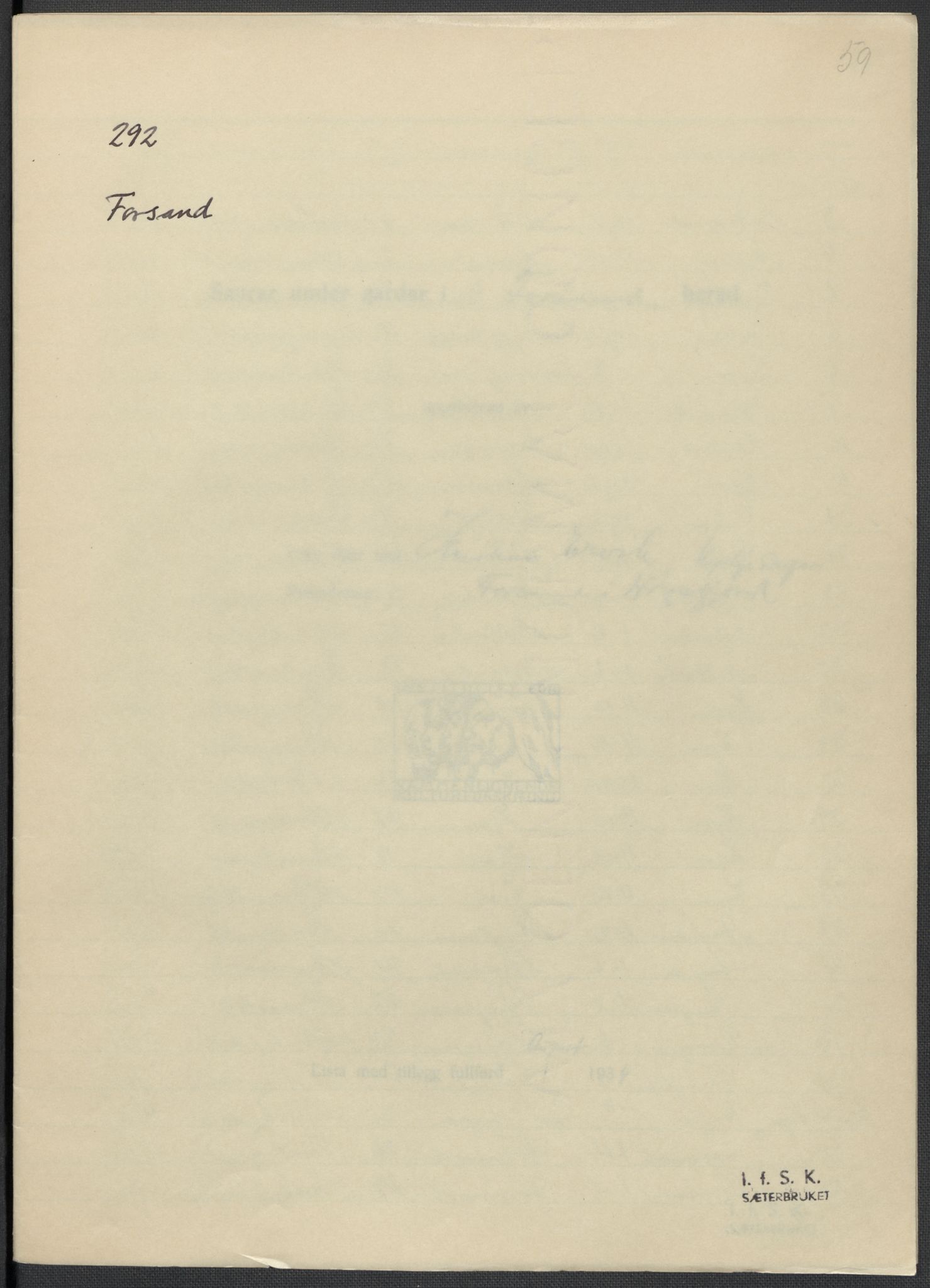 Instituttet for sammenlignende kulturforskning, RA/PA-0424/F/Fc/L0009/0002: Eske B9: / Rogaland (perm XXIII), 1932-1938, p. 59