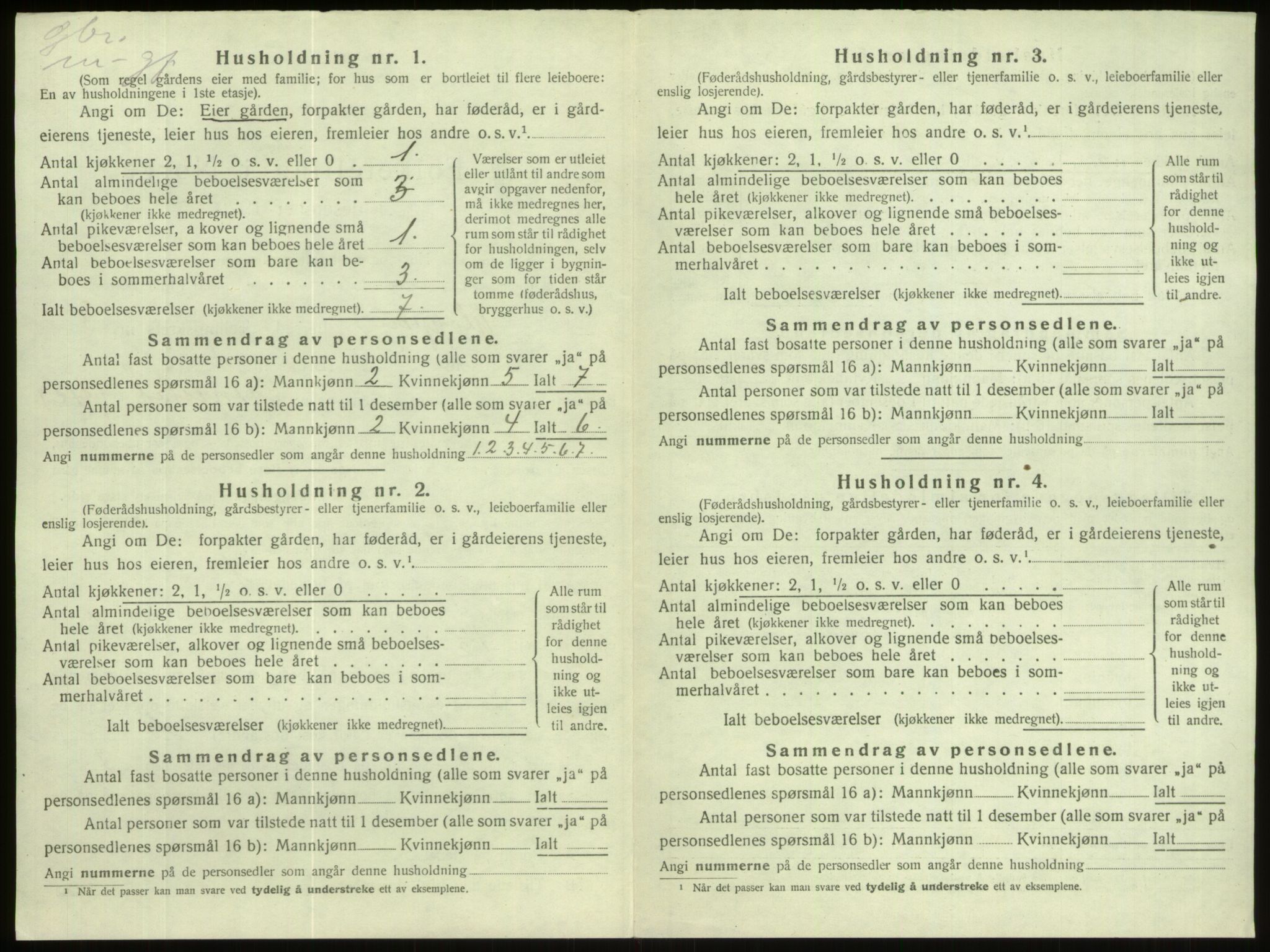 SAB, 1920 census for Gloppen, 1920, p. 158