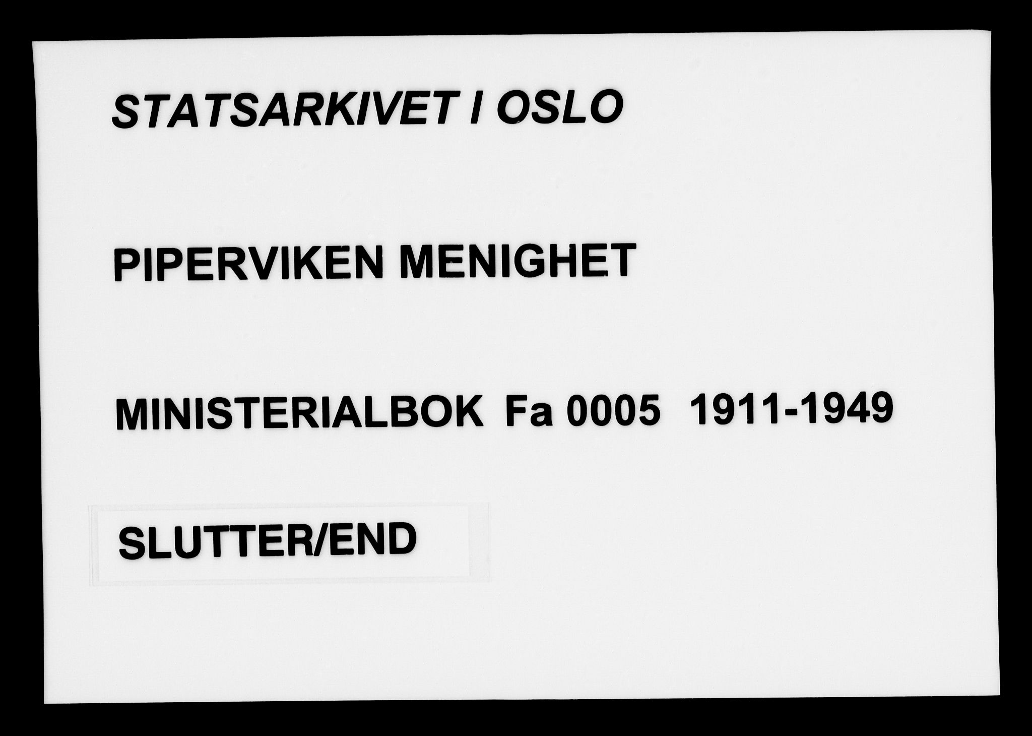 Piperviken prestekontor Kirkebøker, SAO/A-10874/F/L0005: Parish register (official) no. 5, 1911-1949
