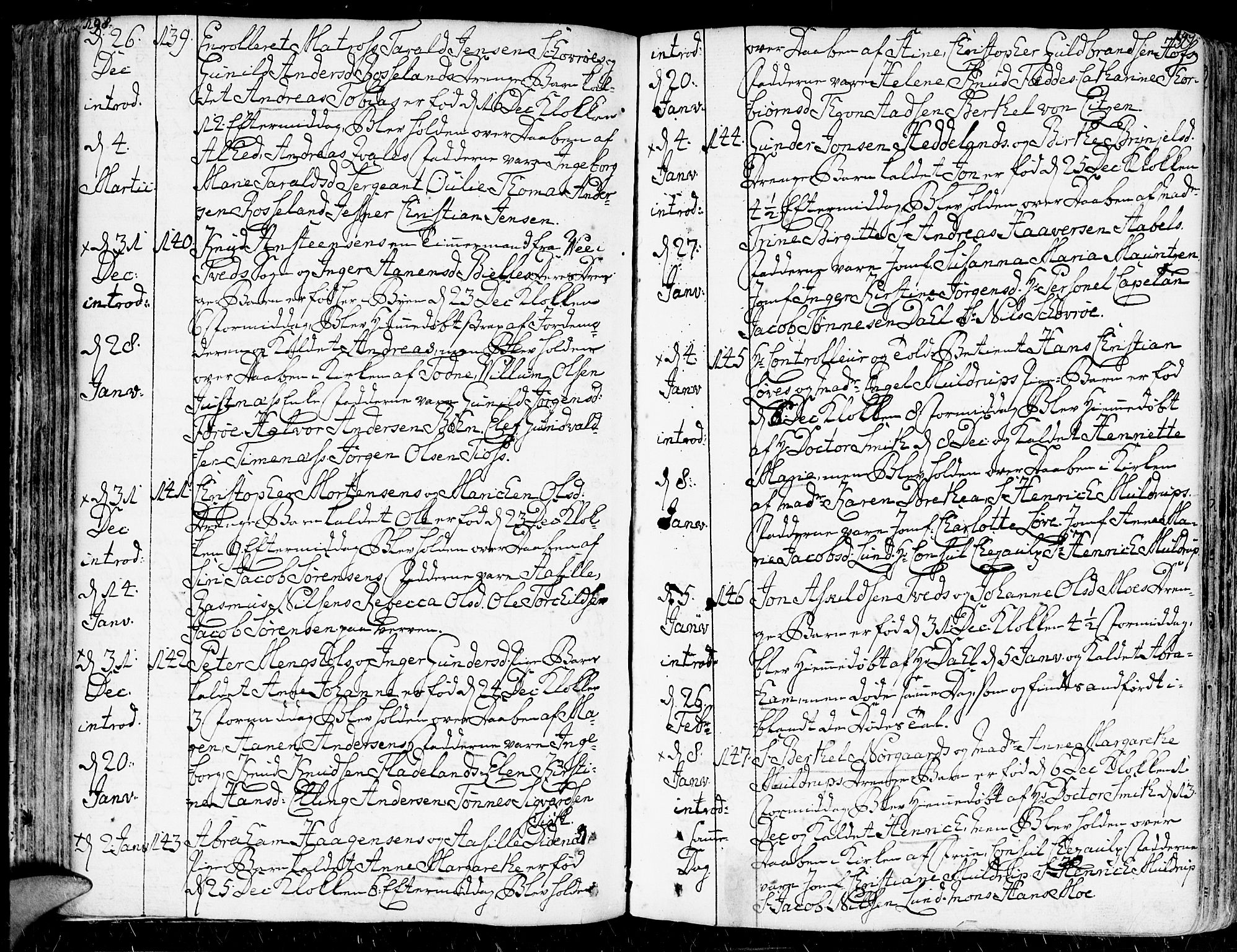 Kristiansand domprosti, AV/SAK-1112-0006/F/Fa/L0003: Parish register (official) no. A 3, 1778-1818, p. 198-199