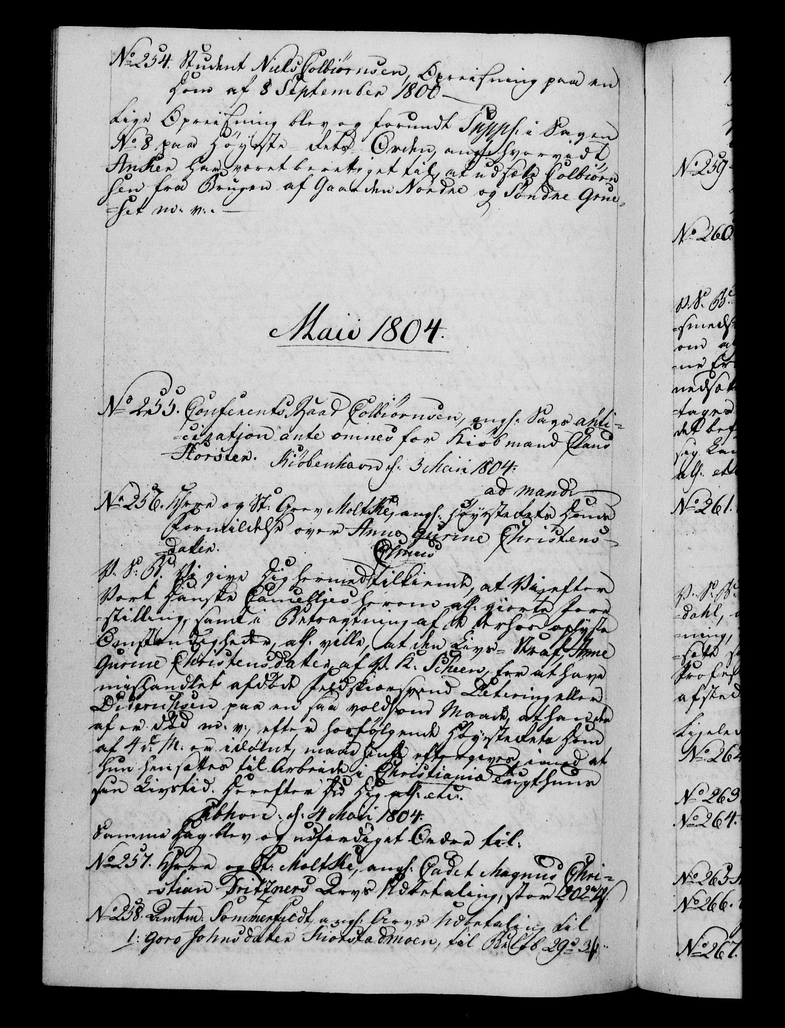 Danske Kanselli 1800-1814, RA/EA-3024/H/Hf/Hfb/Hfba/L0002: Registranter, 1802-1804, p. 250b