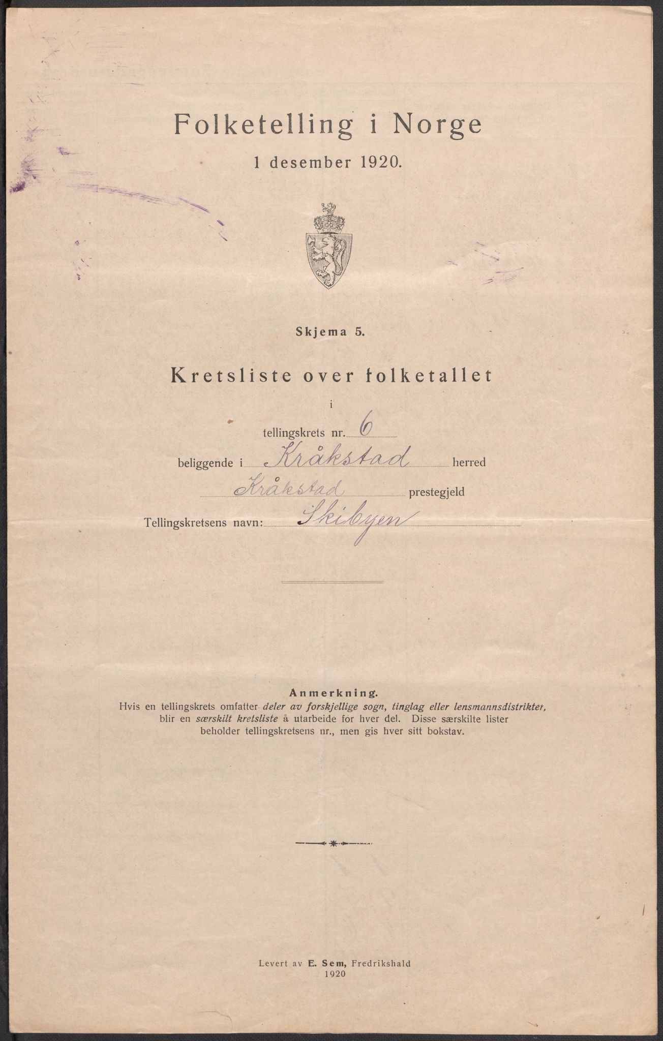 SAO, 1920 census for Kråkstad, 1920, p. 23