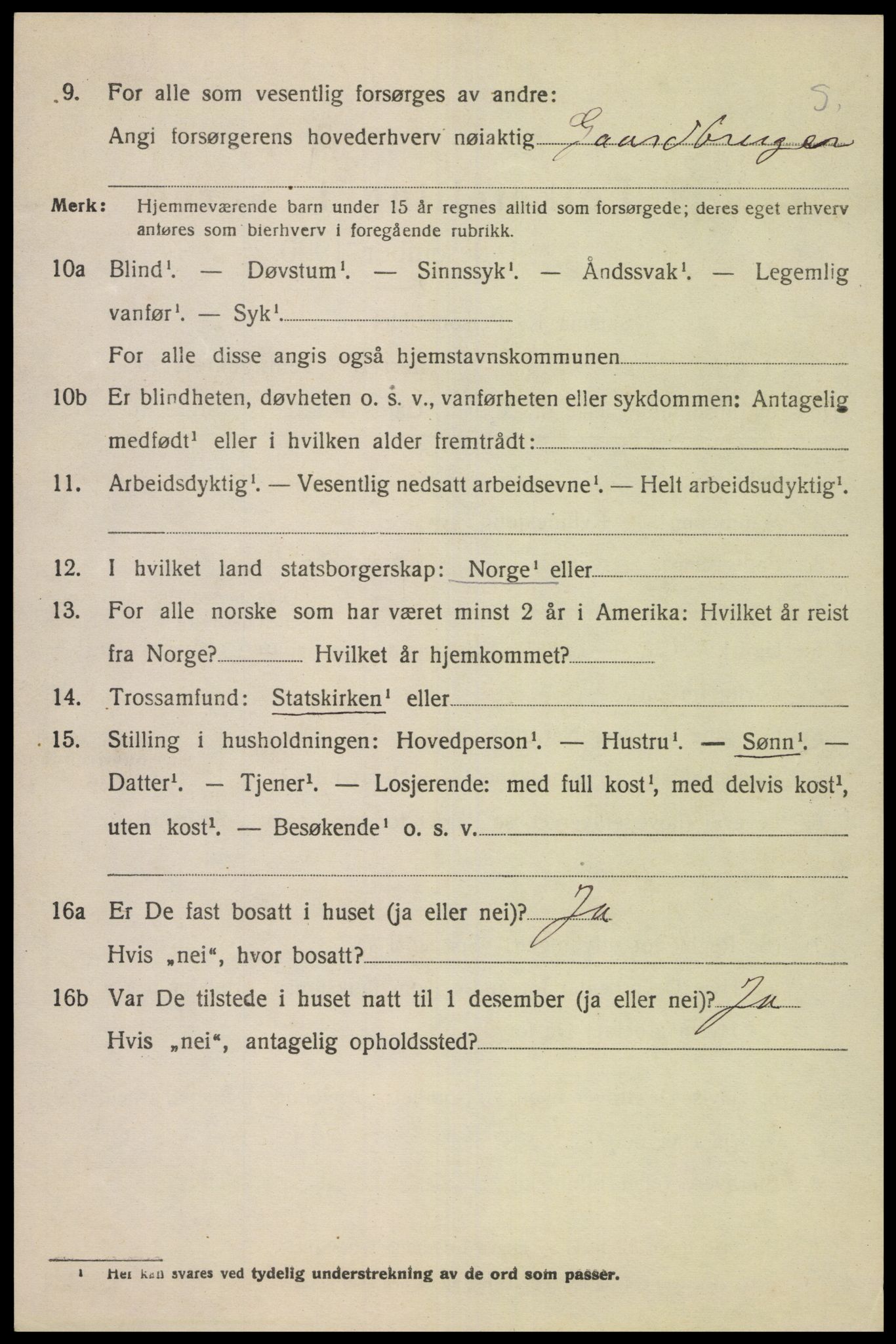 SAK, 1920 census for Kvås, 1920, p. 1301