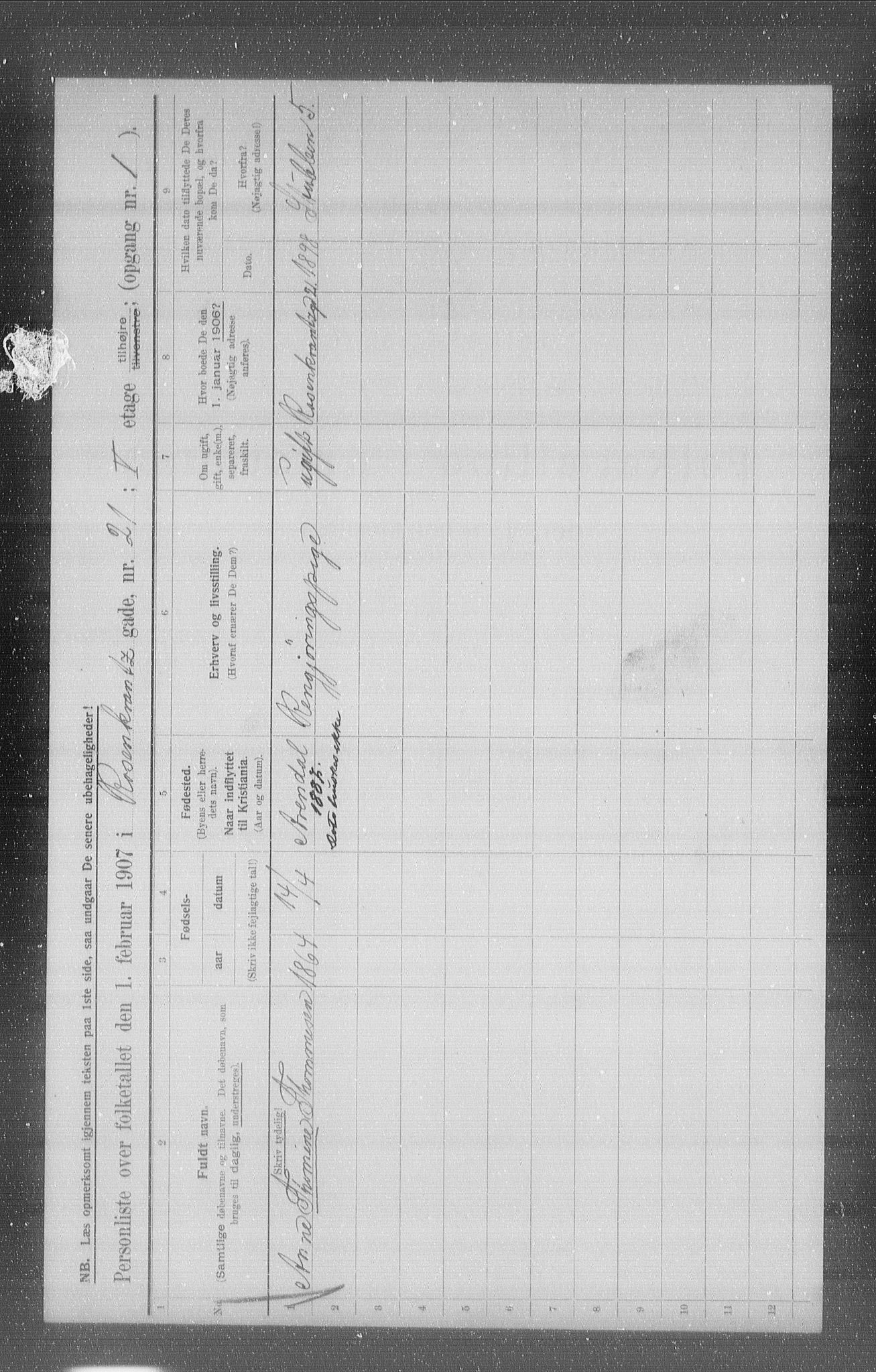 OBA, Municipal Census 1907 for Kristiania, 1907, p. 42915