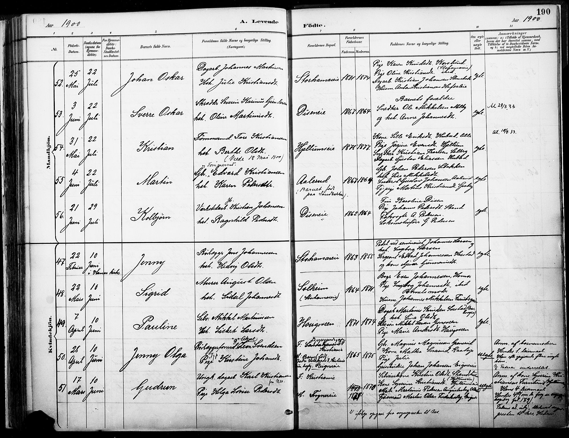 Vang prestekontor, Hedmark, AV/SAH-PREST-008/H/Ha/Haa/L0019A: Parish register (official) no. 19, 1886-1900, p. 190