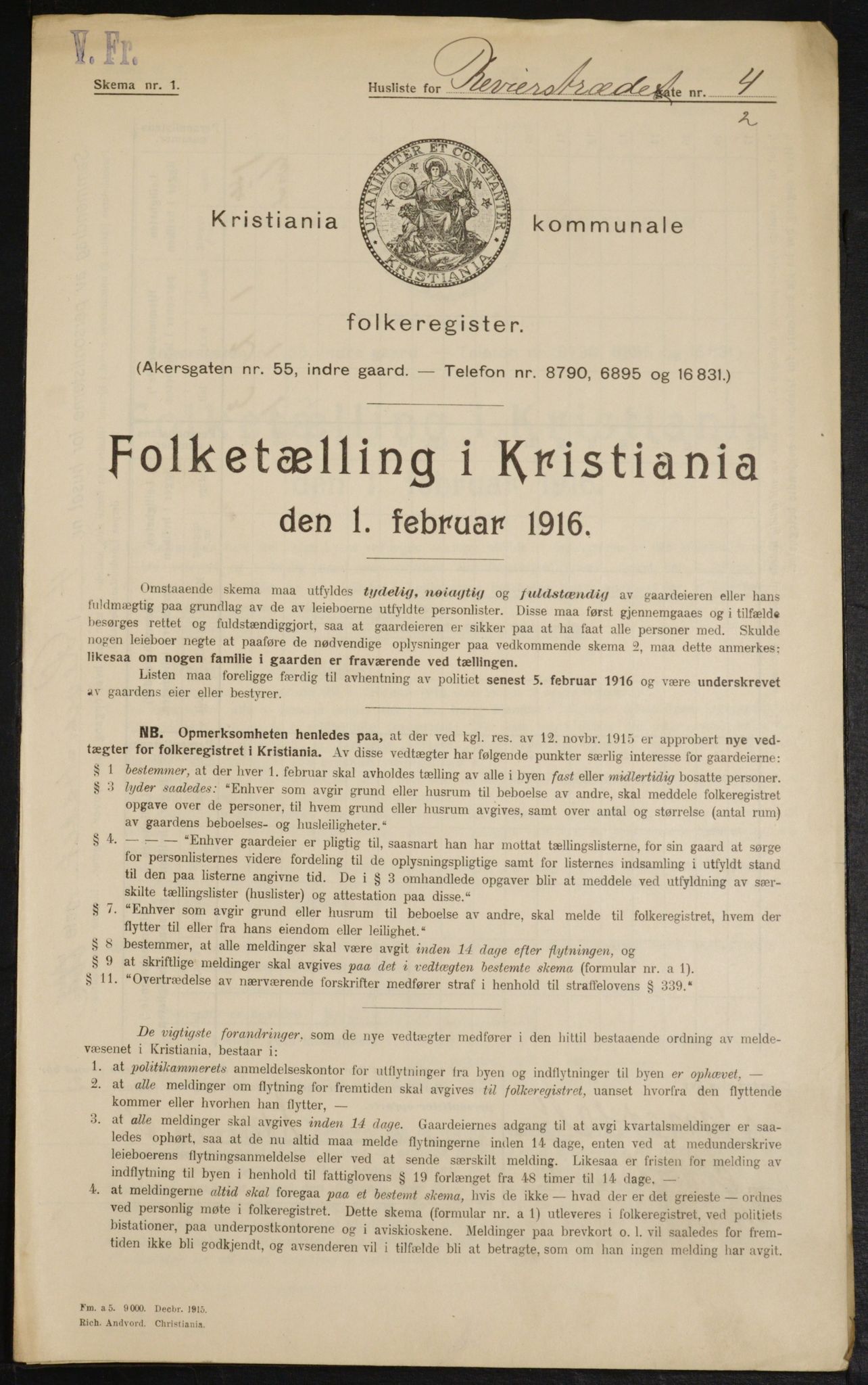 OBA, Municipal Census 1916 for Kristiania, 1916, p. 85029