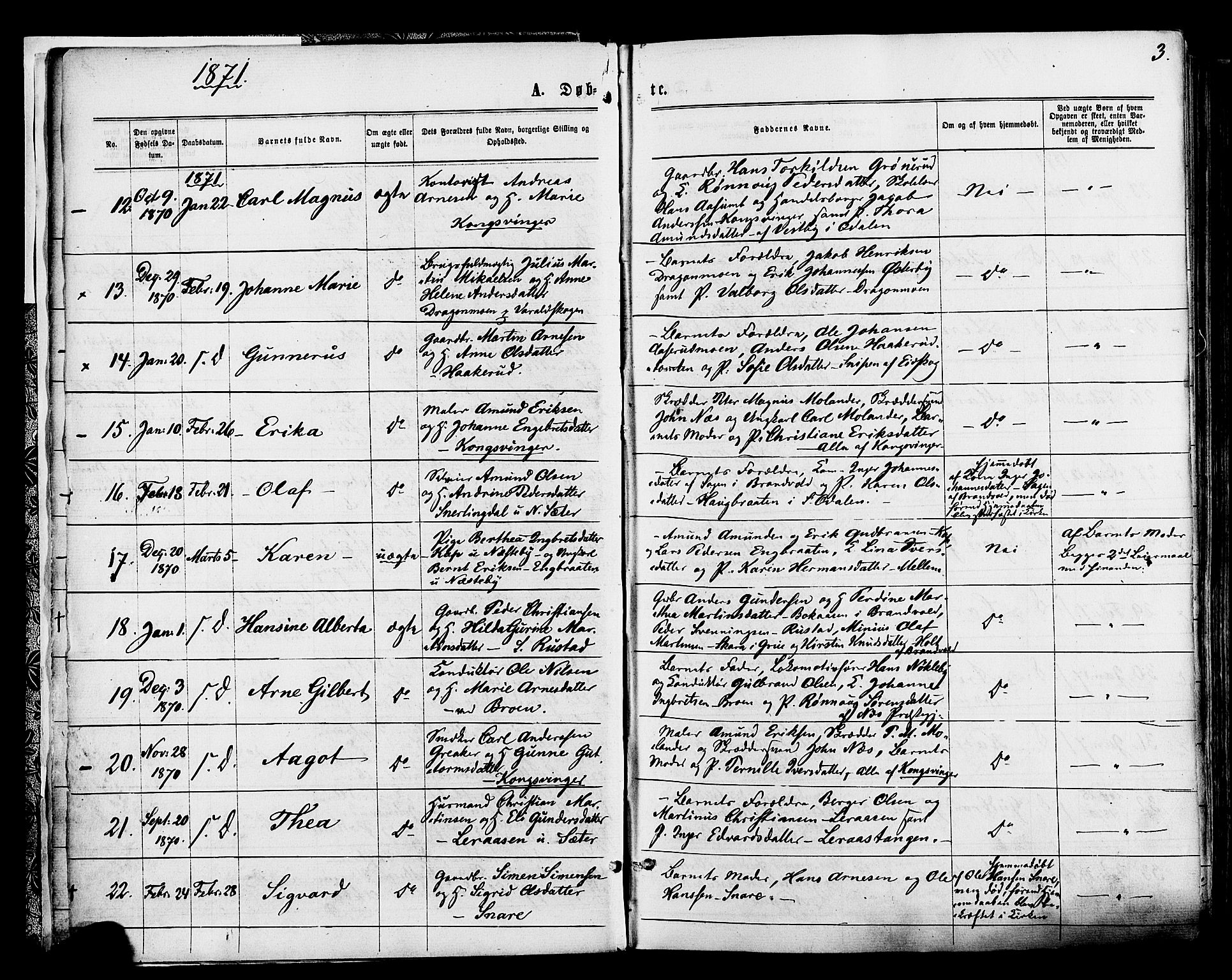 Vinger prestekontor, AV/SAH-PREST-024/H/Ha/Haa/L0012: Parish register (official) no. 12, 1871-1880, p. 3