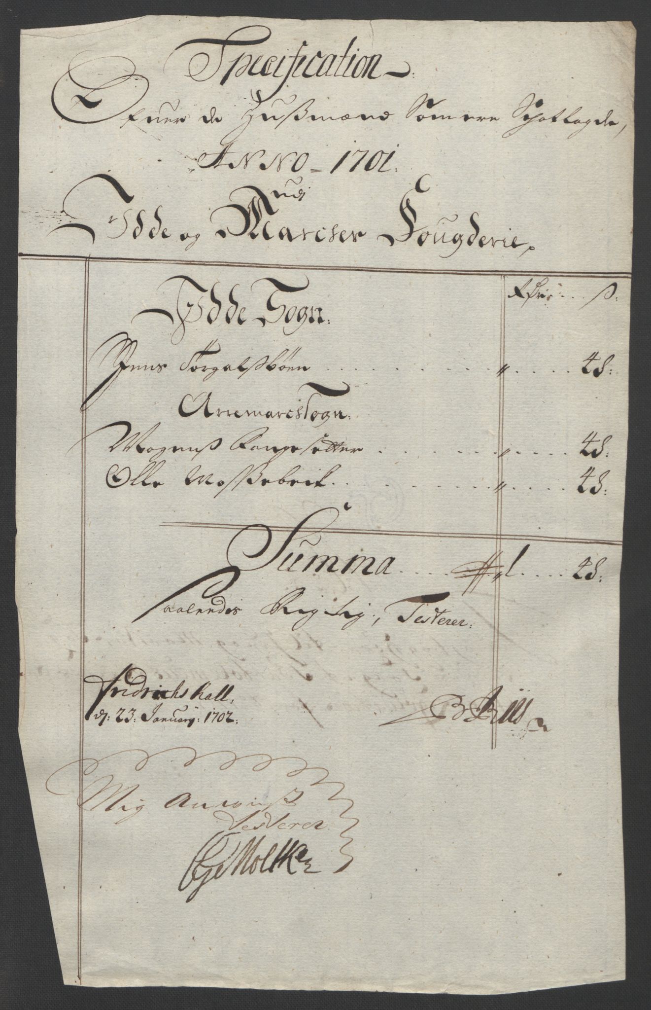 Rentekammeret inntil 1814, Reviderte regnskaper, Fogderegnskap, RA/EA-4092/R01/L0015: Fogderegnskap Idd og Marker, 1700-1701, p. 278