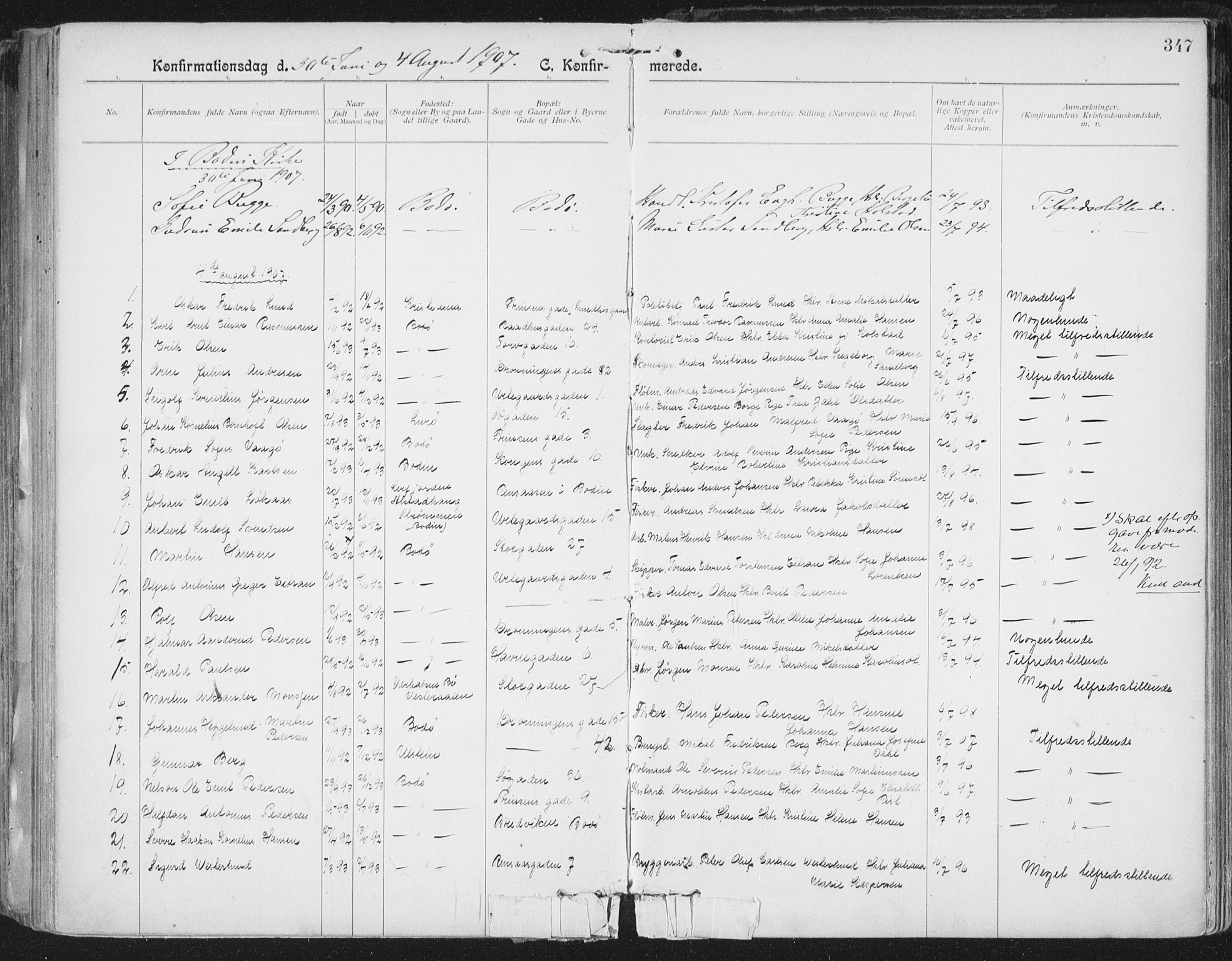 Ministerialprotokoller, klokkerbøker og fødselsregistre - Nordland, AV/SAT-A-1459/801/L0011: Parish register (official) no. 801A11, 1900-1916, p. 347