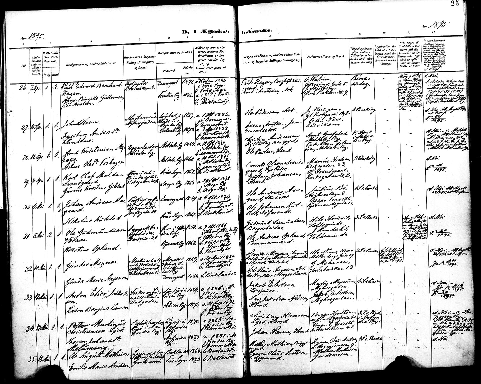 Ministerialprotokoller, klokkerbøker og fødselsregistre - Sør-Trøndelag, AV/SAT-A-1456/604/L0198: Parish register (official) no. 604A19, 1893-1900, p. 25