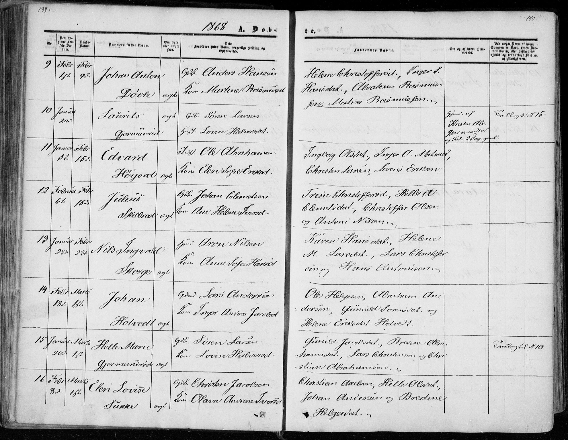 Andebu kirkebøker, AV/SAKO-A-336/F/Fa/L0005: Parish register (official) no. I 5, 1857-1870, p. 139-140