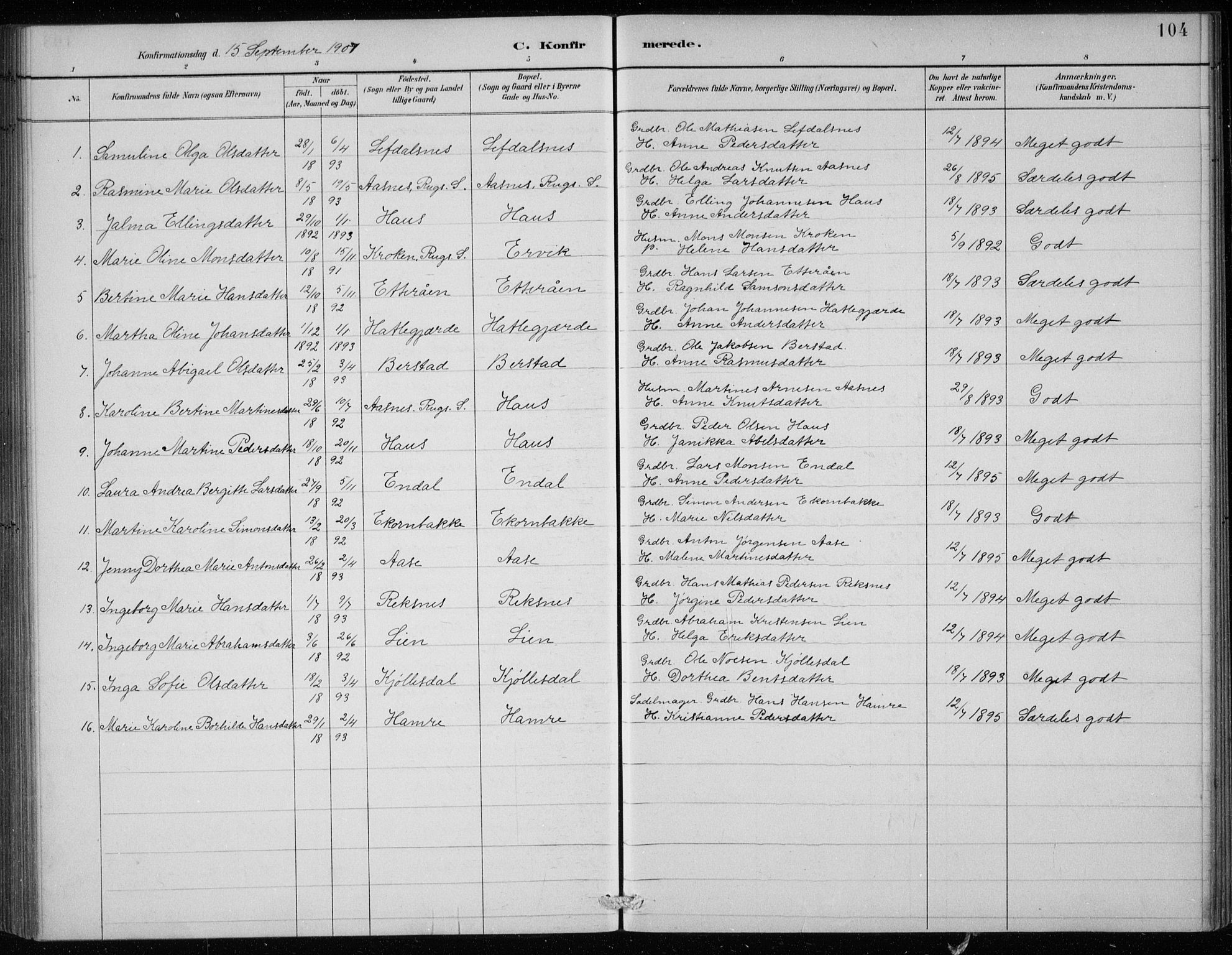 Davik sokneprestembete, AV/SAB-A-79701/H/Hab/Haba/L0002: Parish register (copy) no. A 2, 1890-1911, p. 104