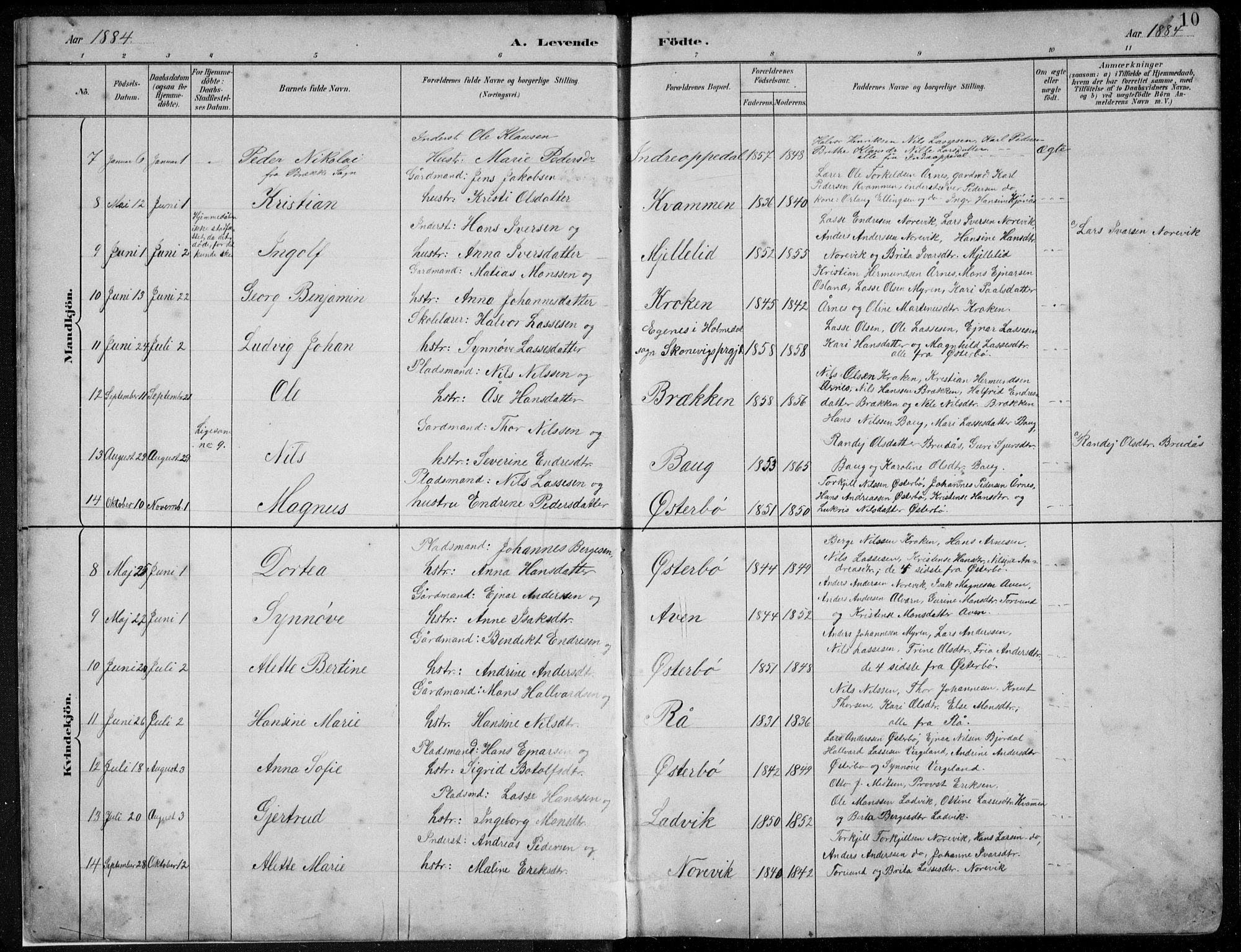 Lavik sokneprestembete, AV/SAB-A-80901: Parish register (copy) no. A 2, 1882-1910, p. 10