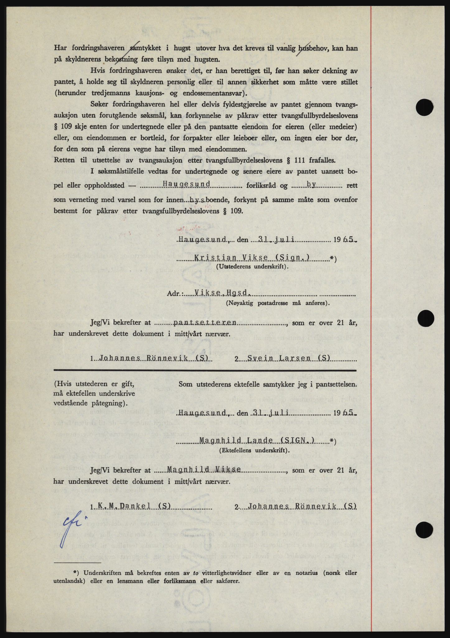 Haugesund tingrett, SAST/A-101415/01/II/IIC/L0053: Mortgage book no. B 53, 1965-1965, Diary no: : 1860/1965