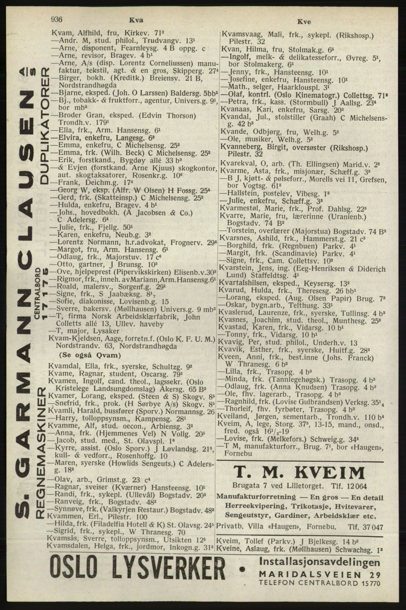Kristiania/Oslo adressebok, PUBL/-, 1940, p. 954