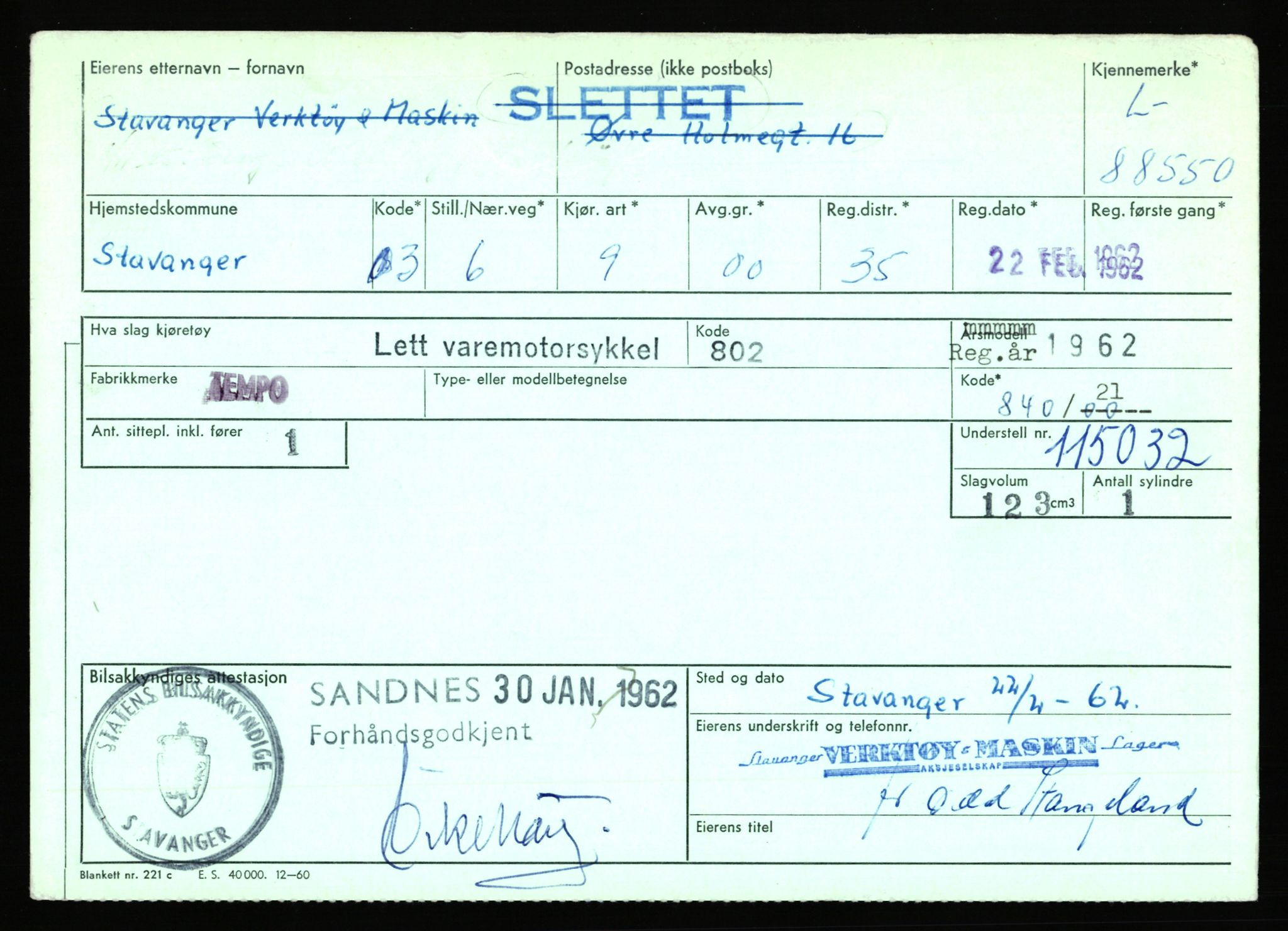 Stavanger trafikkstasjon, SAST/A-101942/0/F/L0074: L-86500 - L-88799, 1930-1971, p. 2382