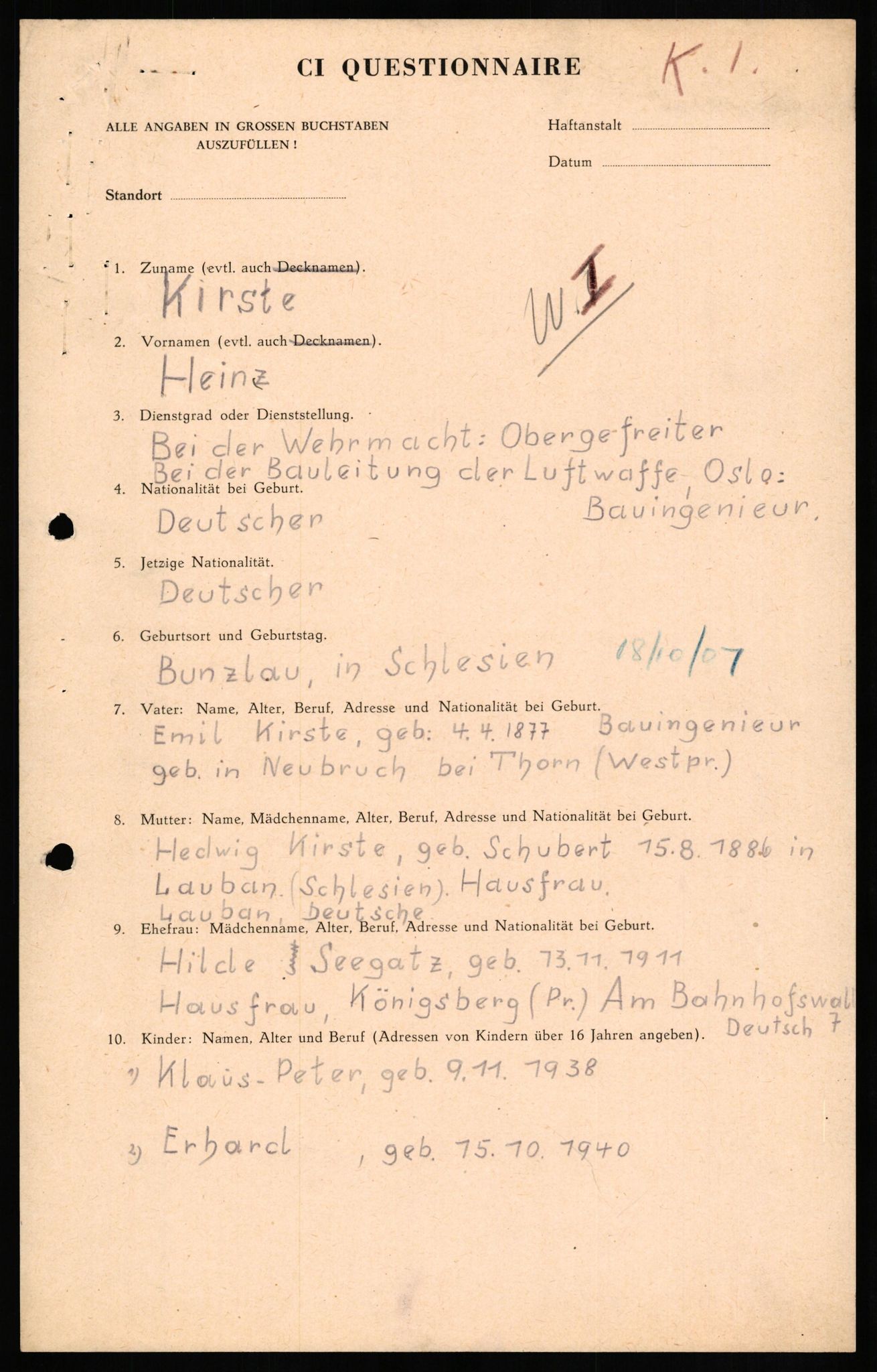 Forsvaret, Forsvarets overkommando II, AV/RA-RAFA-3915/D/Db/L0016: CI Questionaires. Tyske okkupasjonsstyrker i Norge. Tyskere., 1945-1946, p. 769
