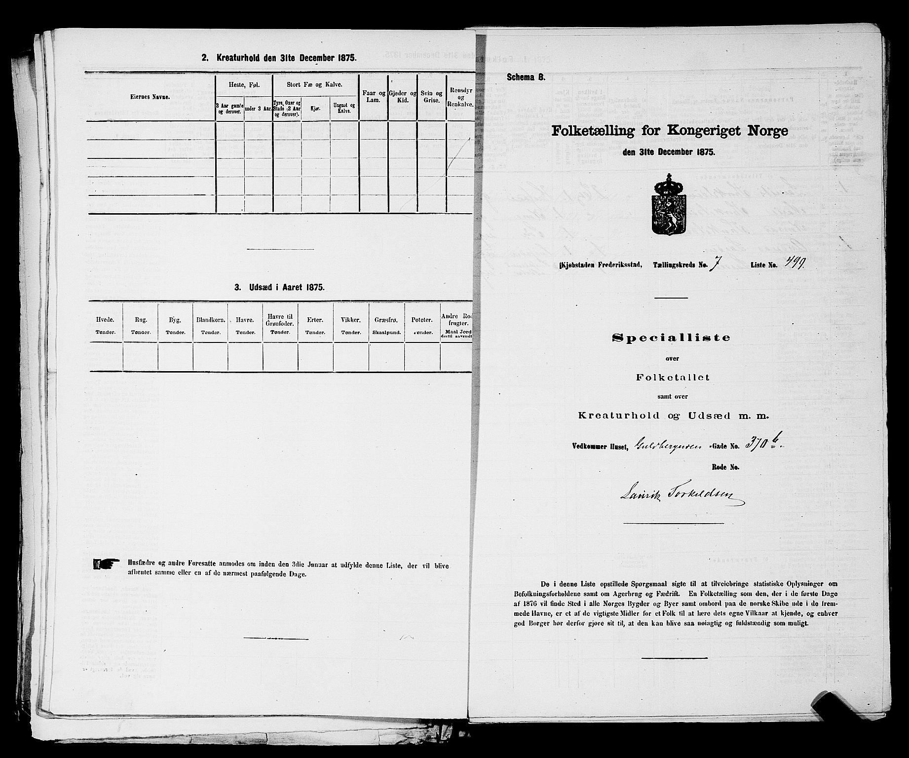 RA, 1875 census for 0103B Fredrikstad/Fredrikstad, 1875, p. 1156