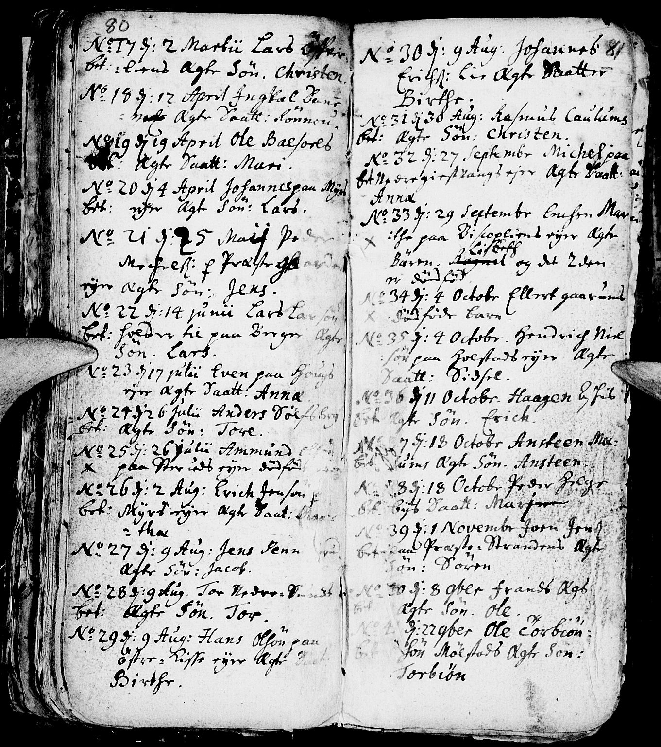 Nes prestekontor, Hedmark, AV/SAH-PREST-020/L/La/L0001: Parish register (copy) no. 1, 1663-1784, p. 80-81