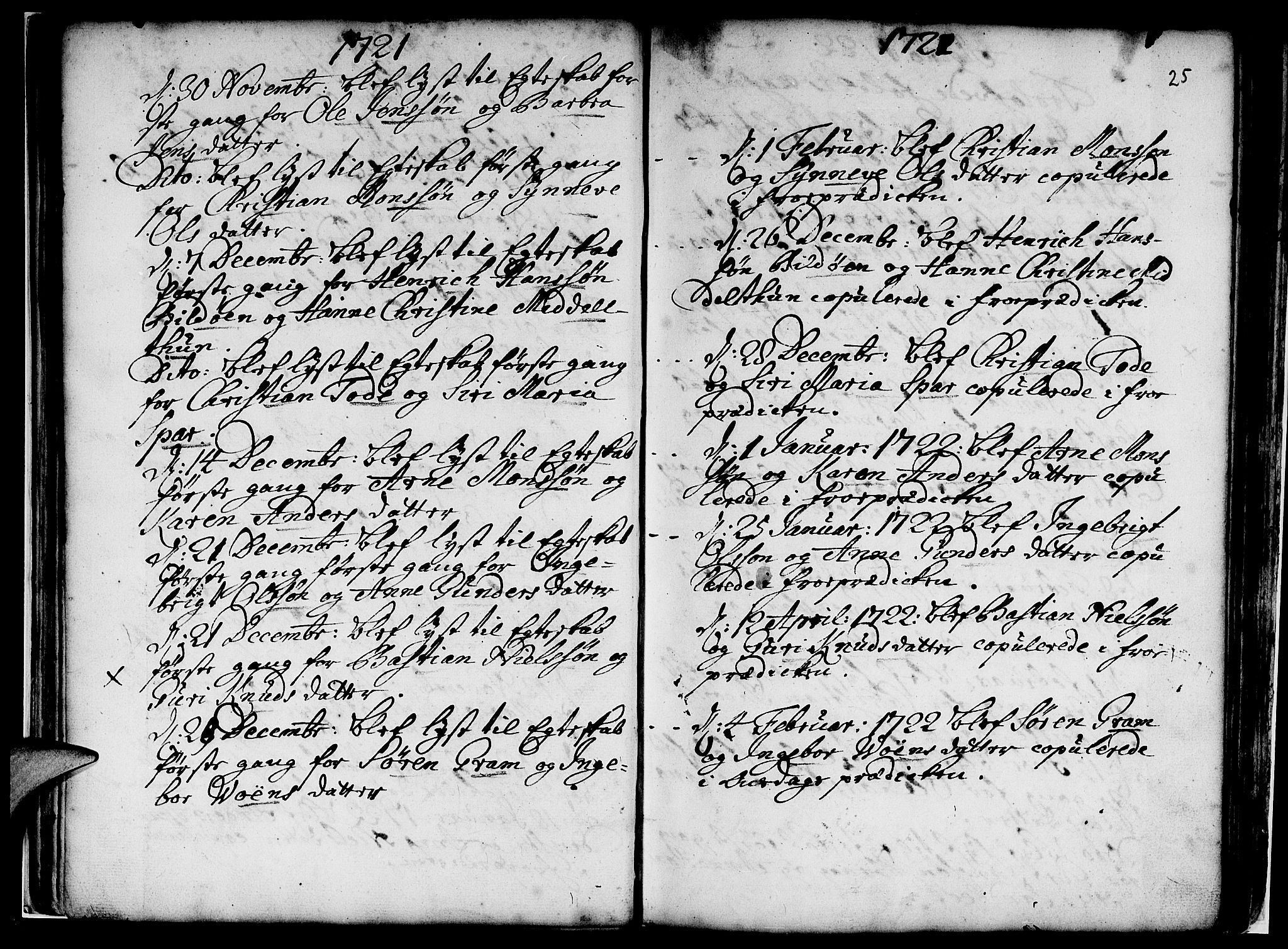 Nykirken Sokneprestembete, AV/SAB-A-77101/H/Haa/L0007: Parish register (official) no. A 7, 1719-1781, p. 25