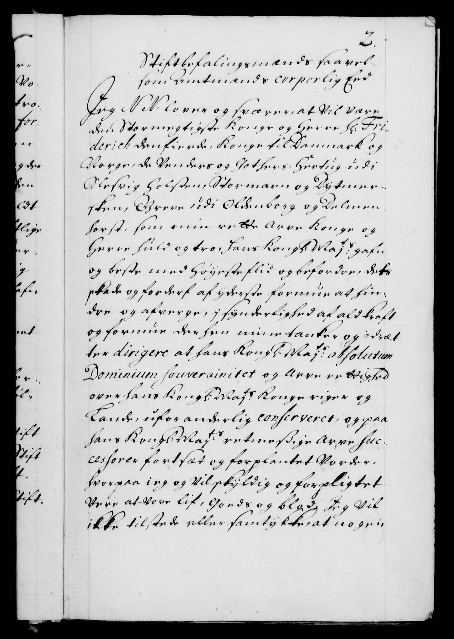 Danske Kanselli 1572-1799, AV/RA-EA-3023/F/Fc/Fca/Fcab/L0016: Norske tegnelser, 1699-1703, p. 2a