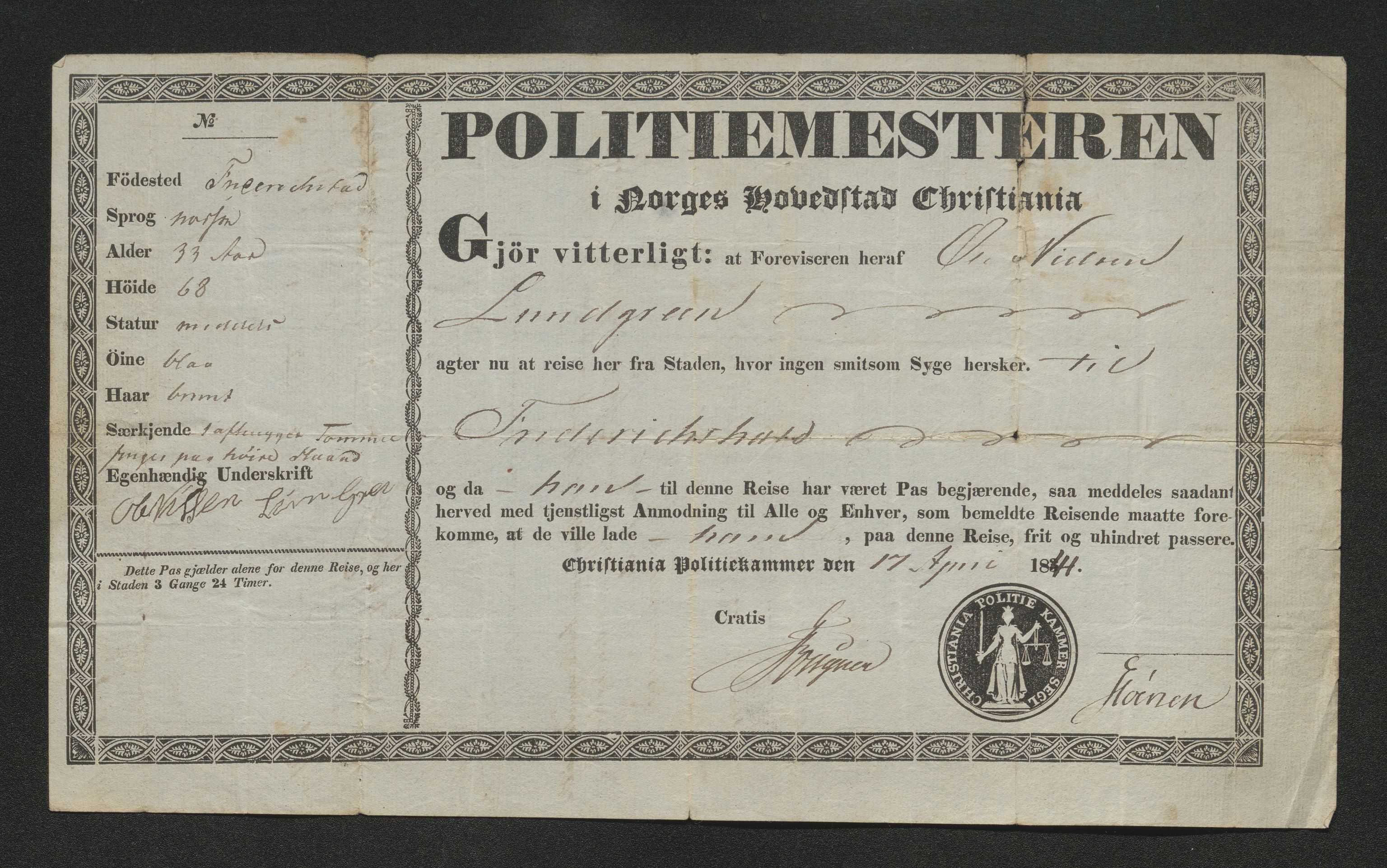 Drammen politikammer, AV/SAKO-A-623/I/Ia/Iab/L0006: Innleverte pass, 1841-1842, p. 227