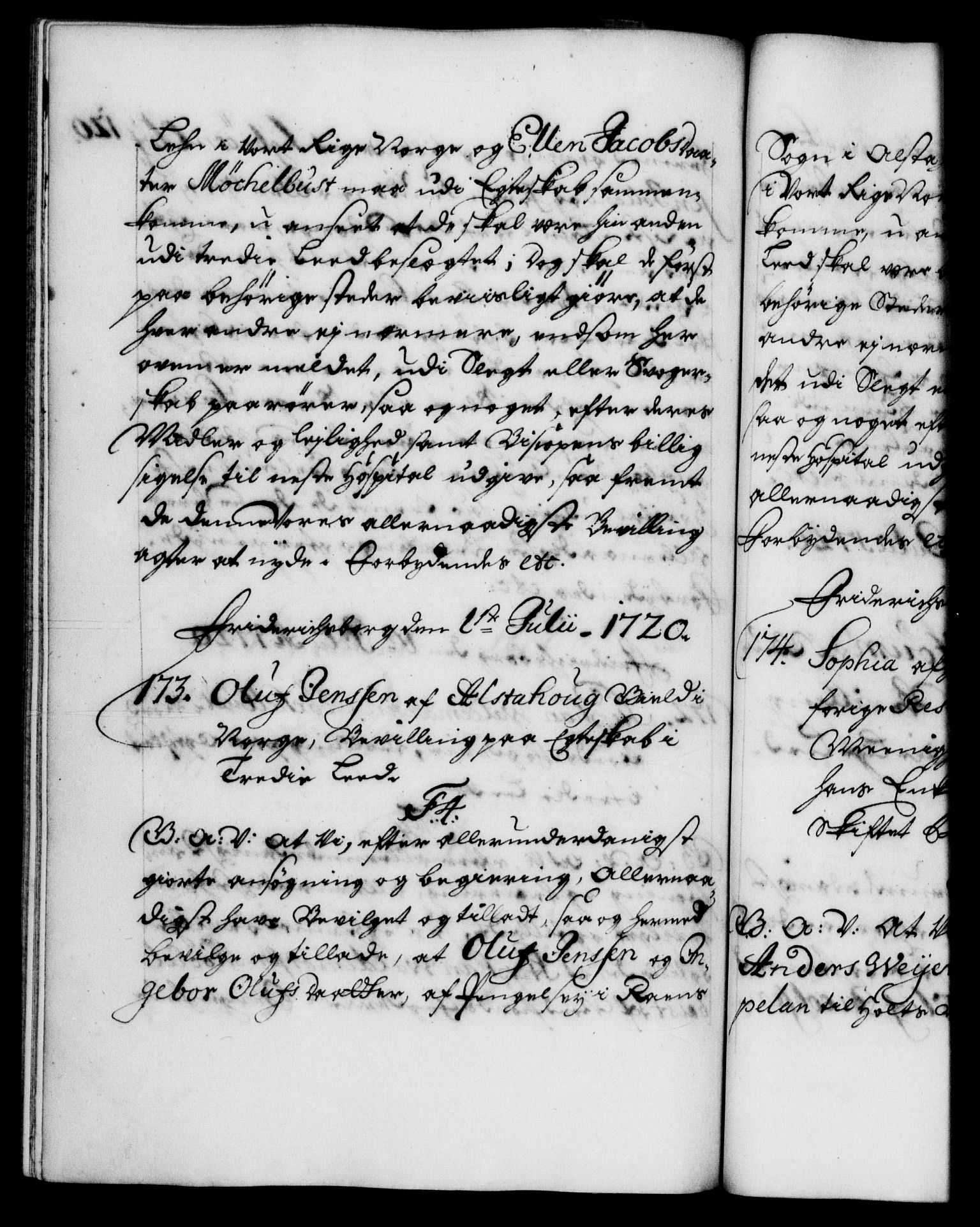 Danske Kanselli 1572-1799, AV/RA-EA-3023/F/Fc/Fca/Fcaa/L0023: Norske registre, 1720-1722, p. 120b