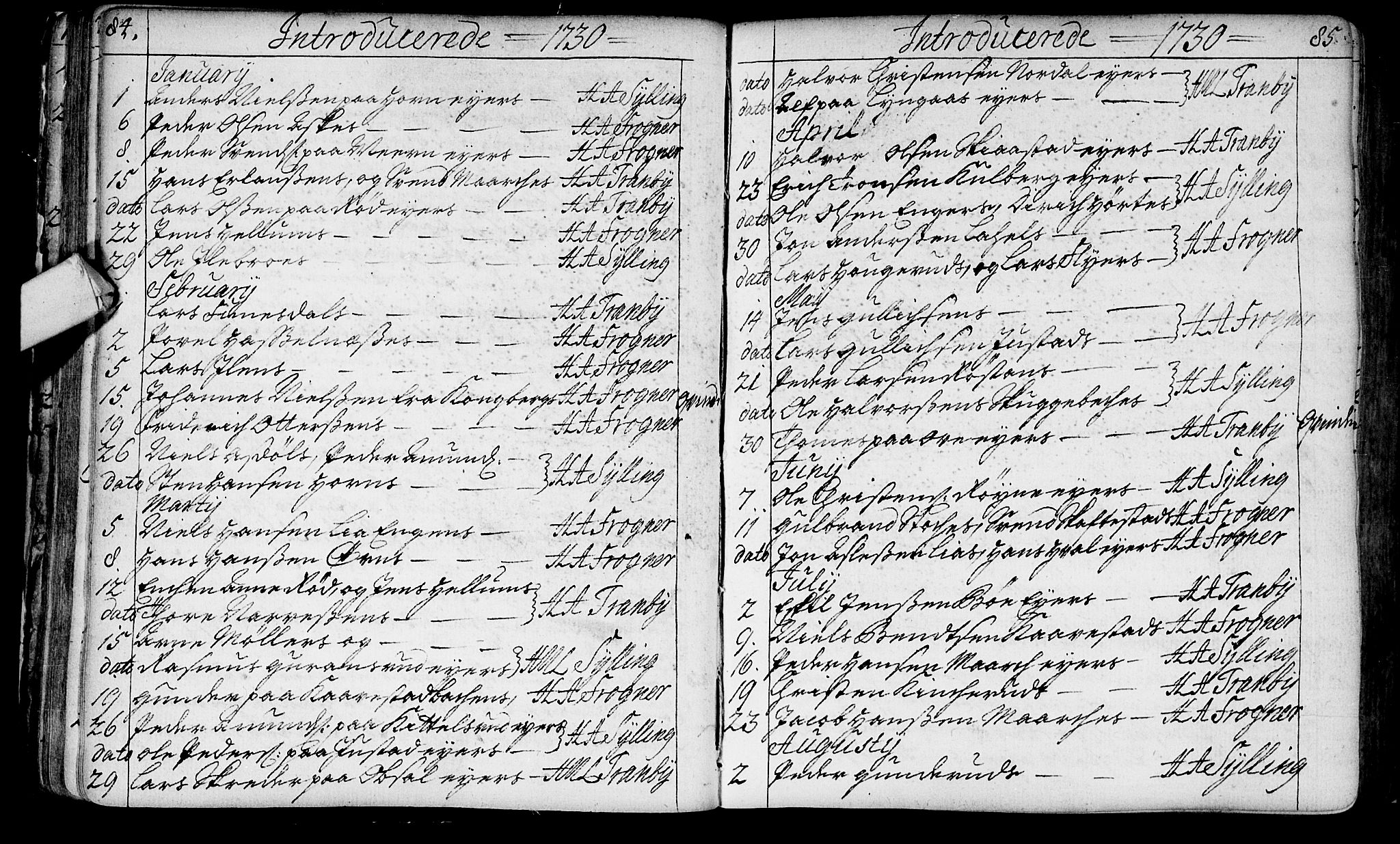 Lier kirkebøker, SAKO/A-230/F/Fa/L0003: Parish register (official) no. I 3, 1727-1748, p. 84-85