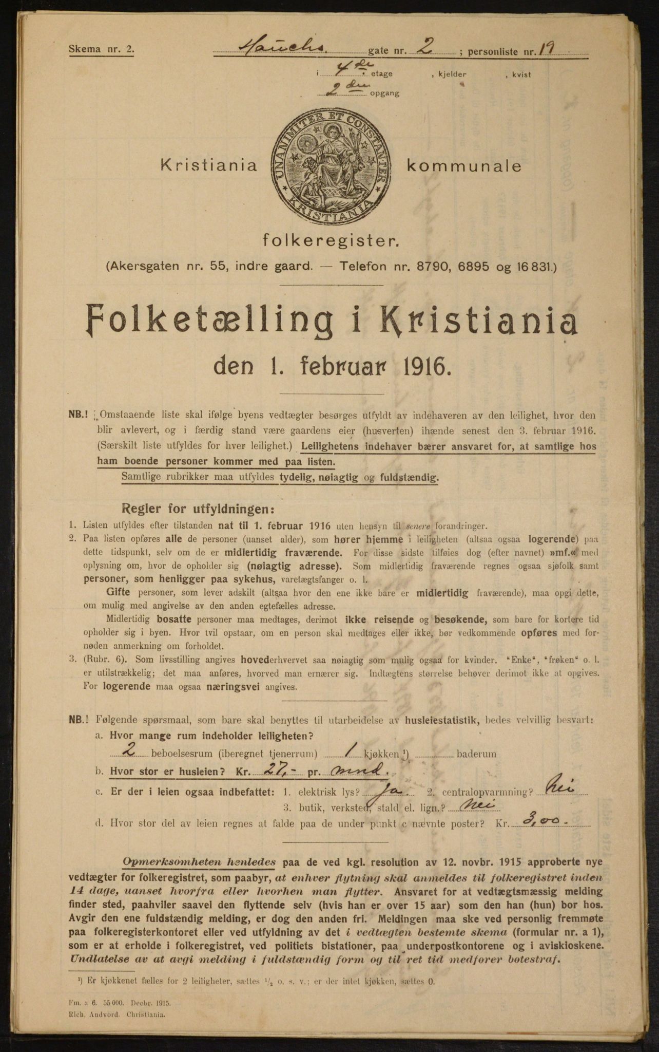 OBA, Municipal Census 1916 for Kristiania, 1916, p. 35648