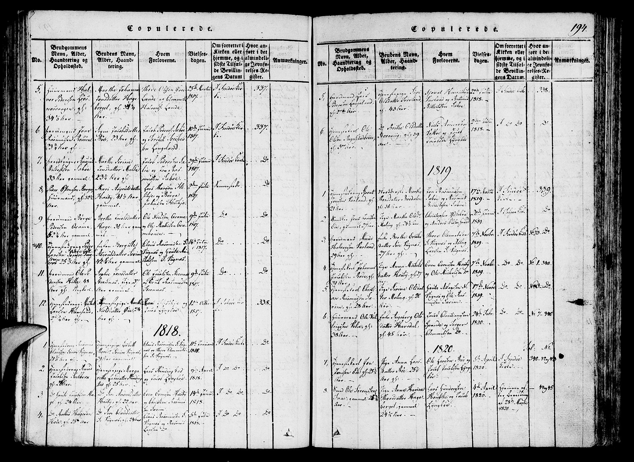 Finnøy sokneprestkontor, SAST/A-101825/H/Ha/Haa/L0006: Parish register (official) no. A 6, 1816-1846, p. 194