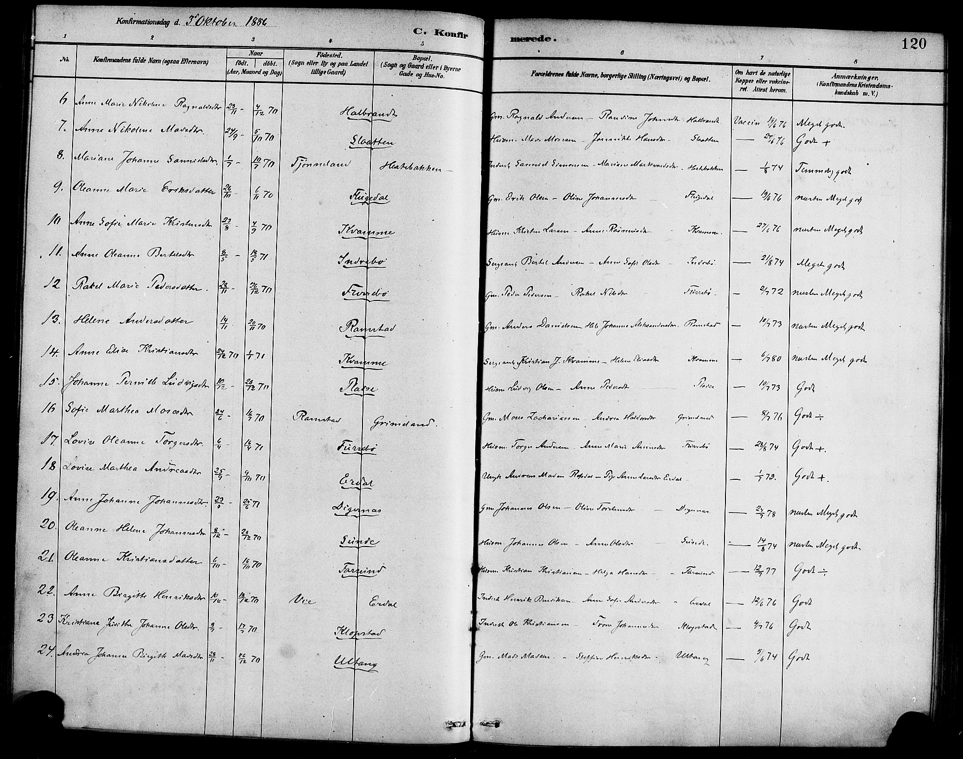 Førde sokneprestembete, SAB/A-79901/H/Haa/Haab/L0001: Parish register (official) no. B 1, 1880-1898, p. 120