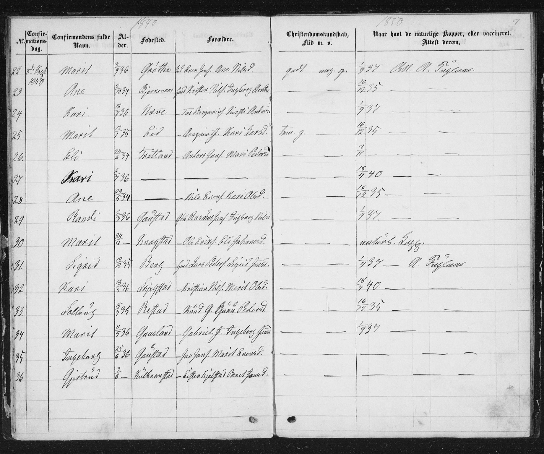 Ministerialprotokoller, klokkerbøker og fødselsregistre - Sør-Trøndelag, AV/SAT-A-1456/691/L1075: Parish register (official) no. 691A07, 1850-1852, p. 7